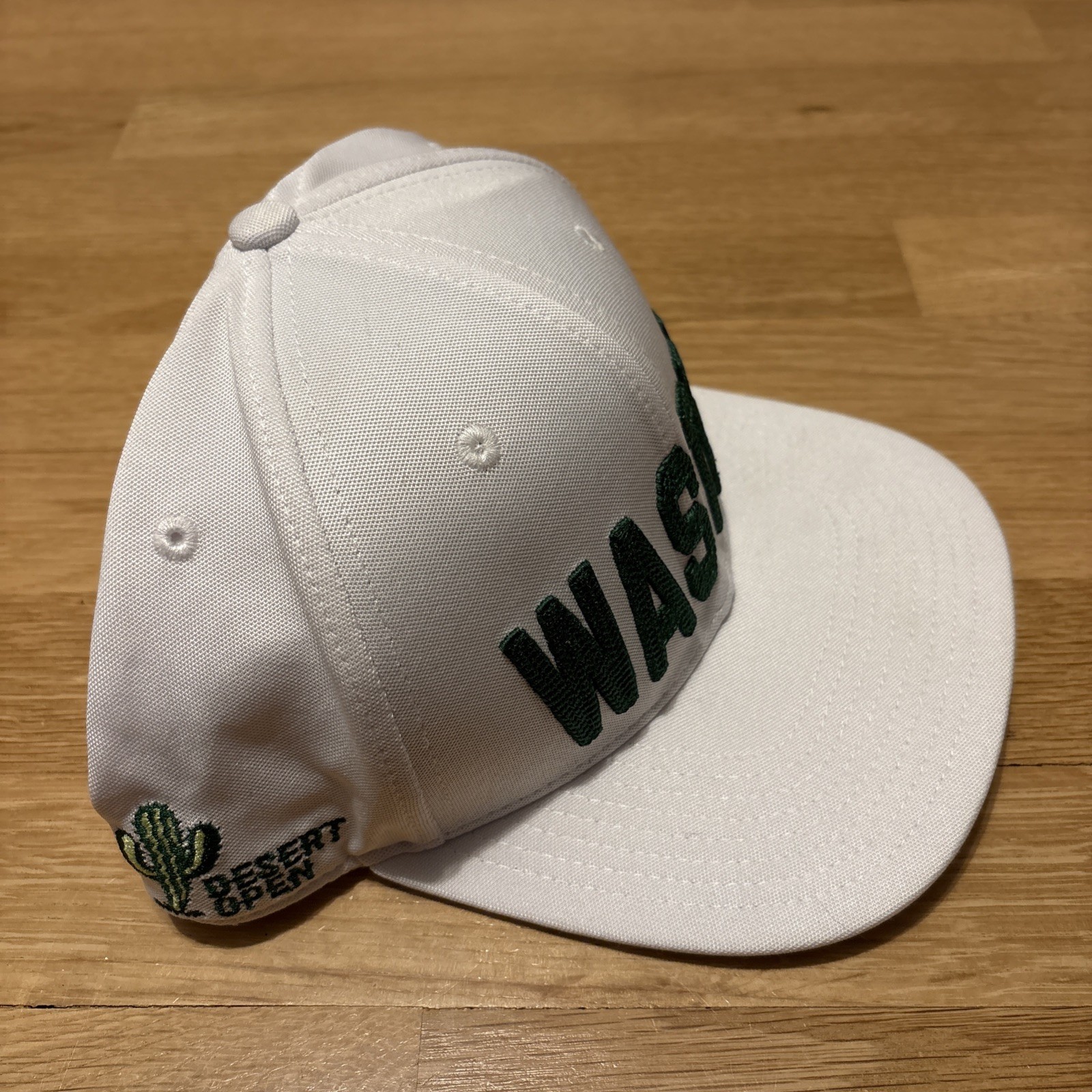 Grindin Golf Co WASTED Desert Open Hat SnapBack Cap White Green Logo