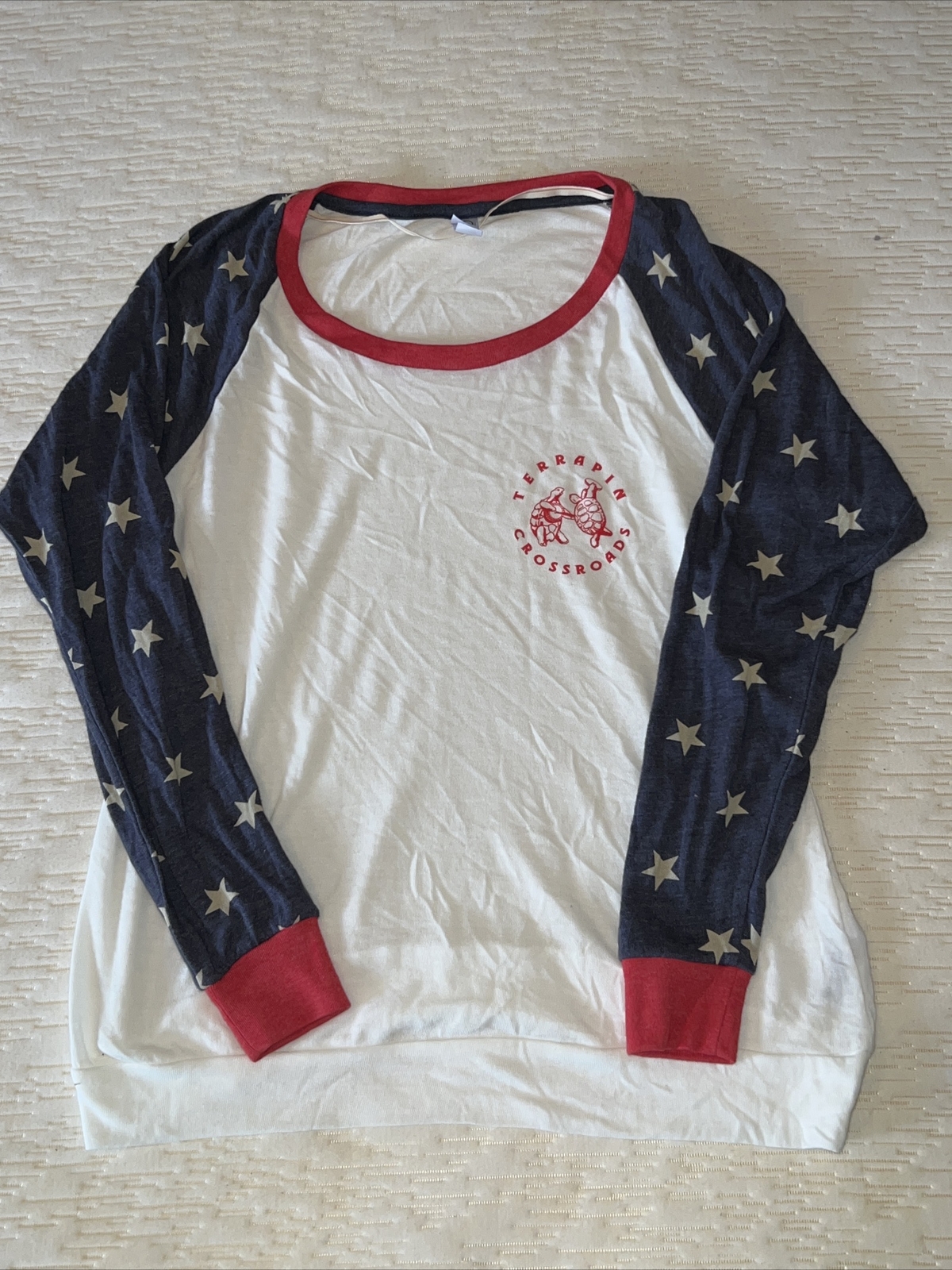 Women’s Shirt From Terrapin Crossroads US Blues American Flag New Never Worn