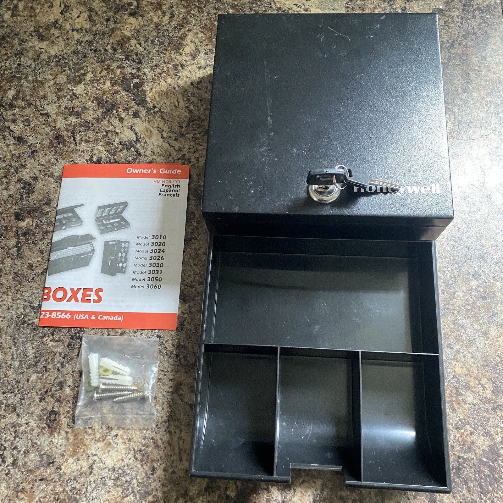 Honeywell Small Lock Safe - Steel Security Safe Box w/ 2 Keys + Tray 6.8x6.8in