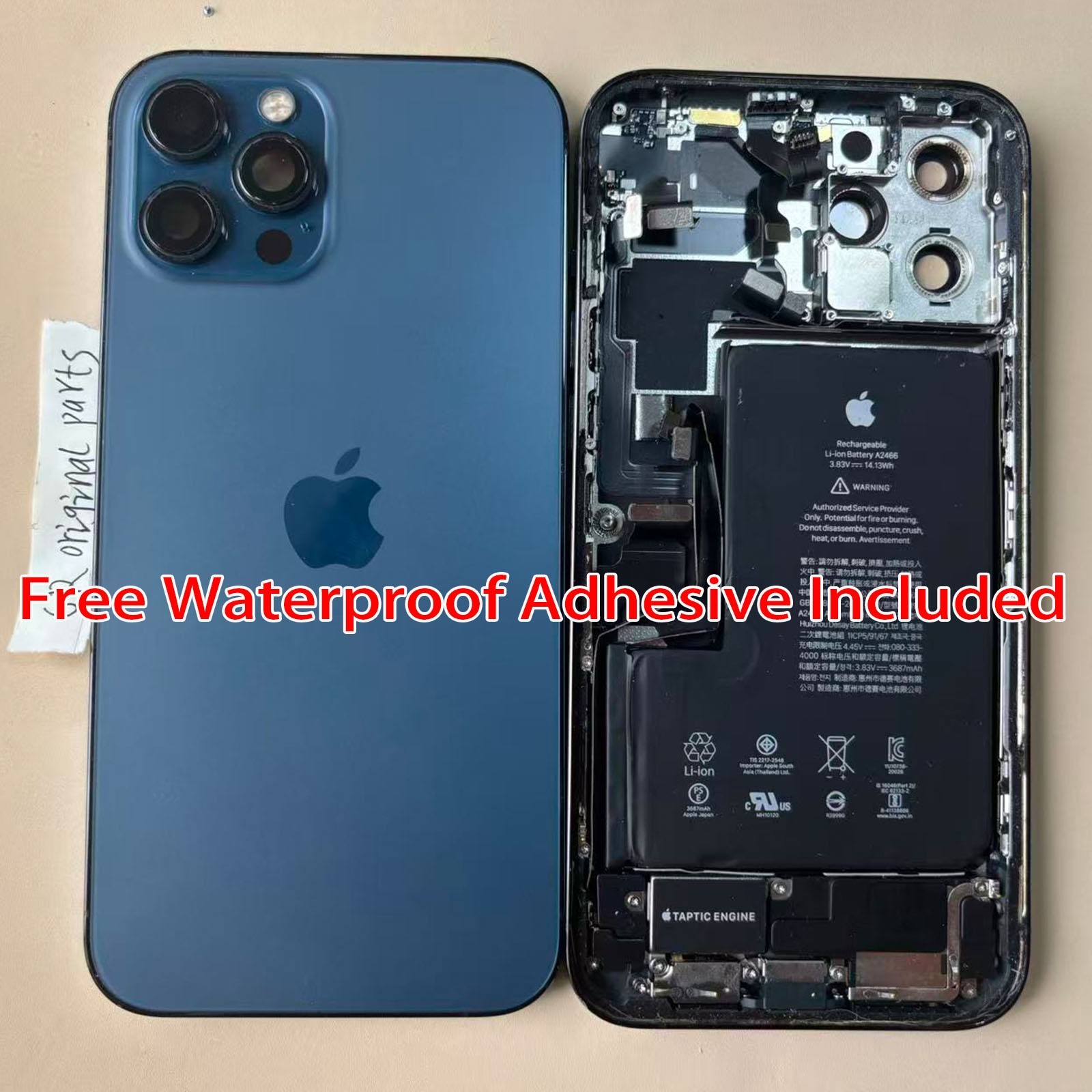 Original iPhone 12 Pro Max Rear Housing Assembly w/Battery OEM Grade A Blue