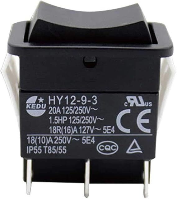 KEDU HY12-9-3 Electric Rocker Pushbutton Switch for Power Tools 250V 20A 6Pins
