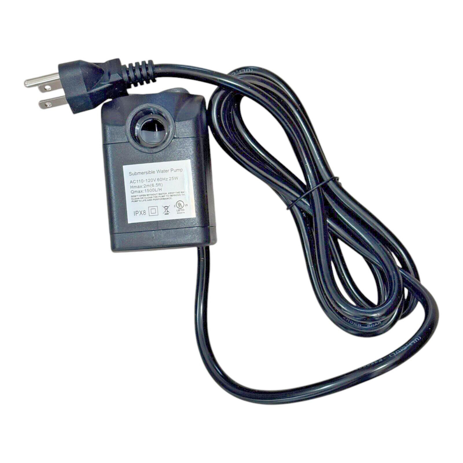 Submersible Water Pump 25W for Fountains, Ponds, Aquariums - Black