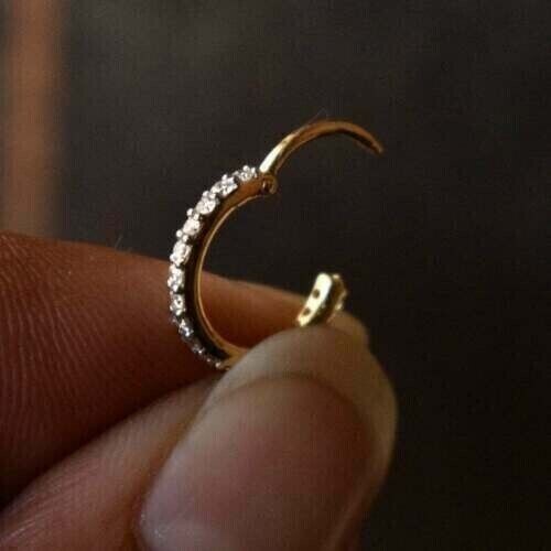 14K Yellow Gold Plated Lab Created Round Diamond Women's Nose Hoop Ring