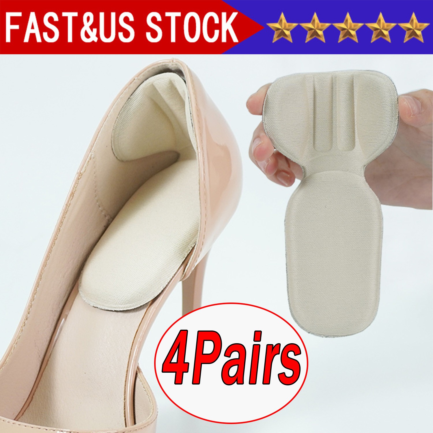 High Heel Cushion Insert Pad Shoe Liner Grip AntiSlip Insoles (4Pairs)