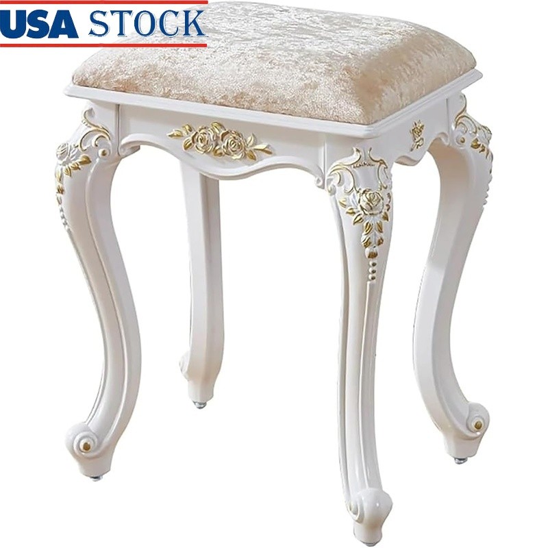 Vintage Makeup Vanity Stool Round Ottoman Bench Practical Elegant Chair New