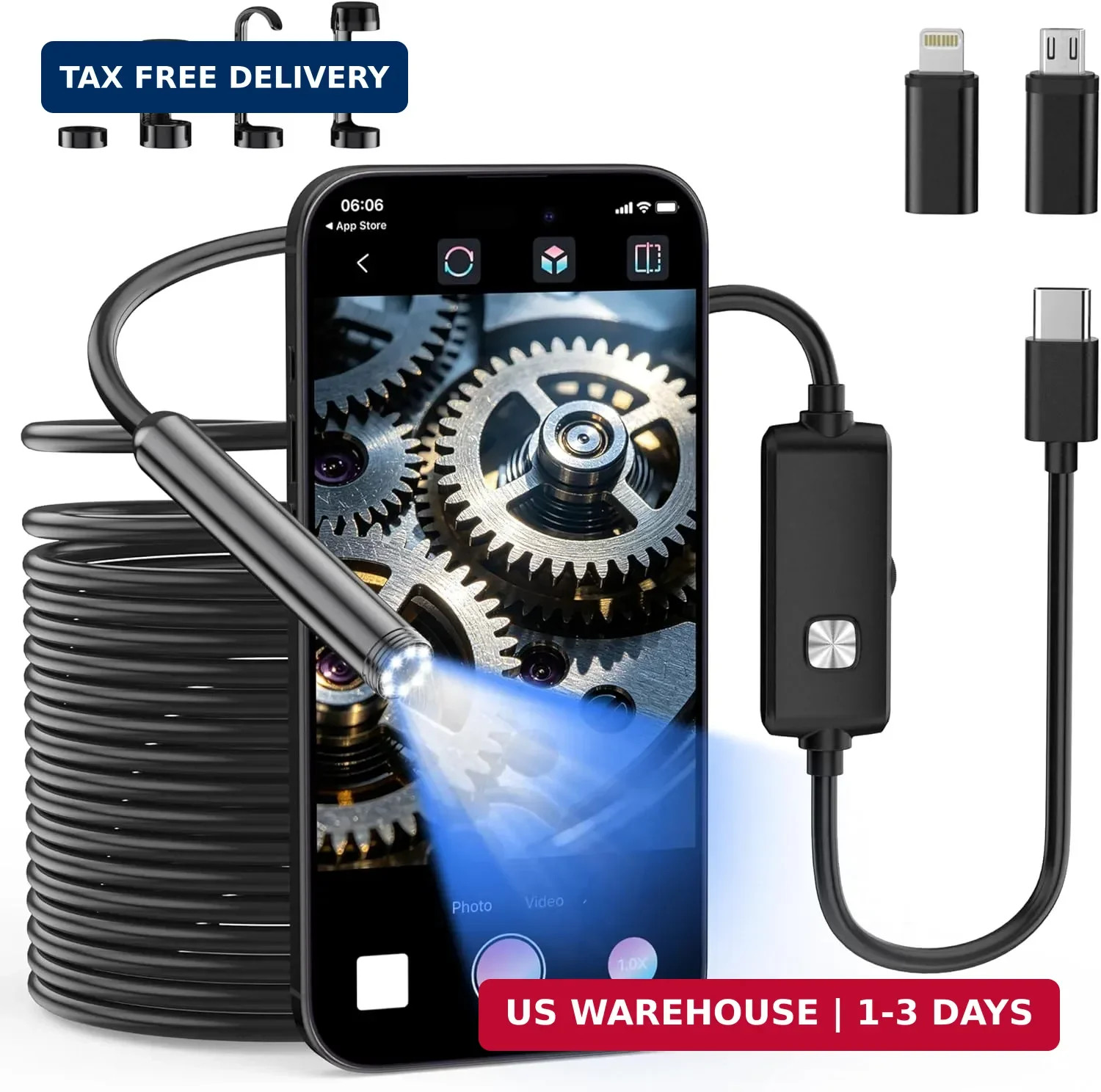 Endoscope Camera with Light, 1920P HD Borescope Inspection Camera with 16.4FT Se