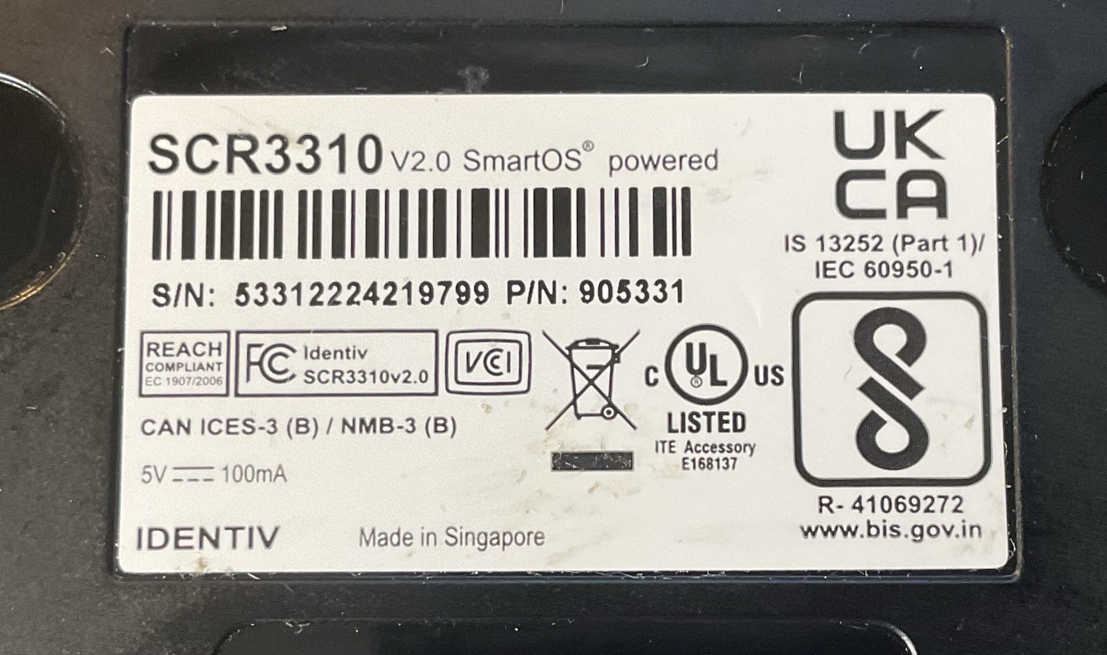 #AJ)SCR3310 USB Smart Card Reader – SCM/Identiv – CAC ID Access