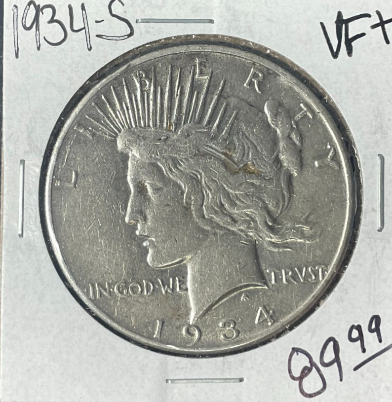 1934-S PEACE SILVER DOLLAR ~ VF+ ~NICE COIN~