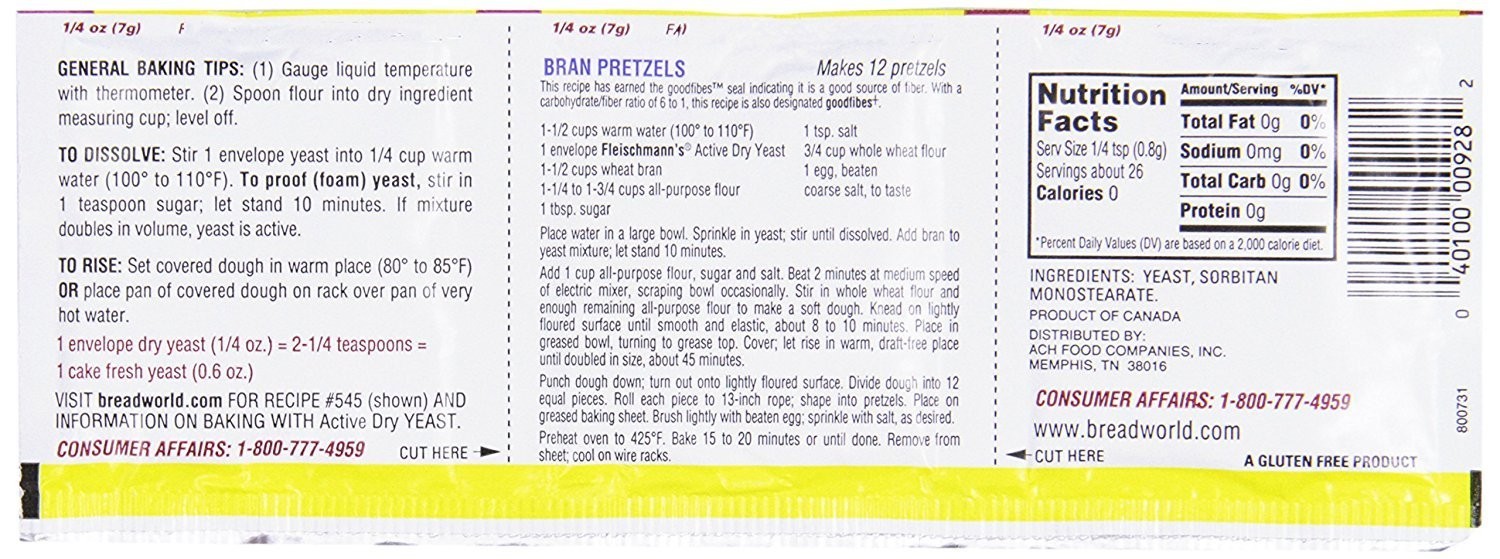Fleischmann's Active Dry Yeast, 9 x 0.25 Oz Packets for Consistent Rise