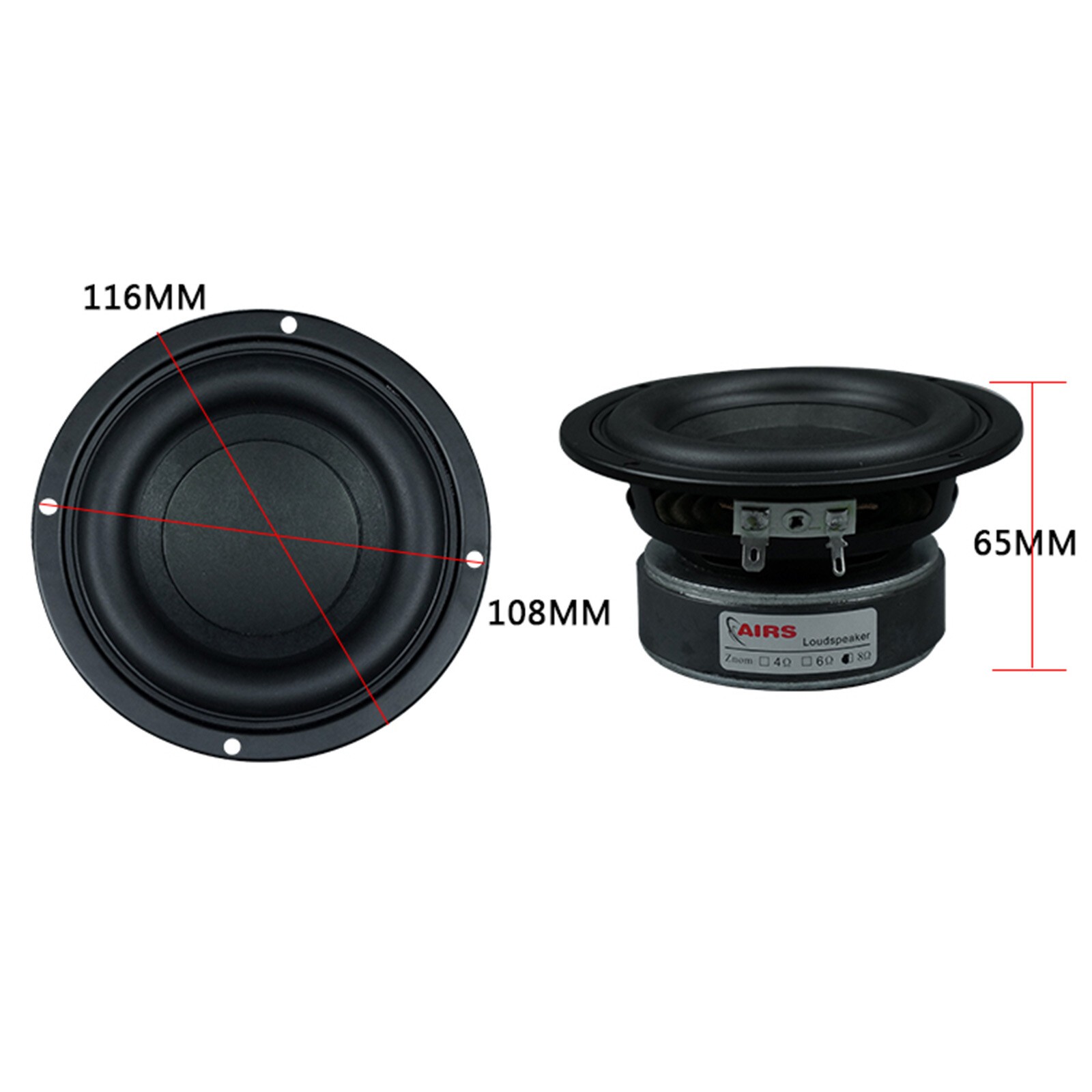 1x4Ω 4" Inch 40-100W Subwoofer Woofer High Power Long Stroke Speaker Loudspeaker