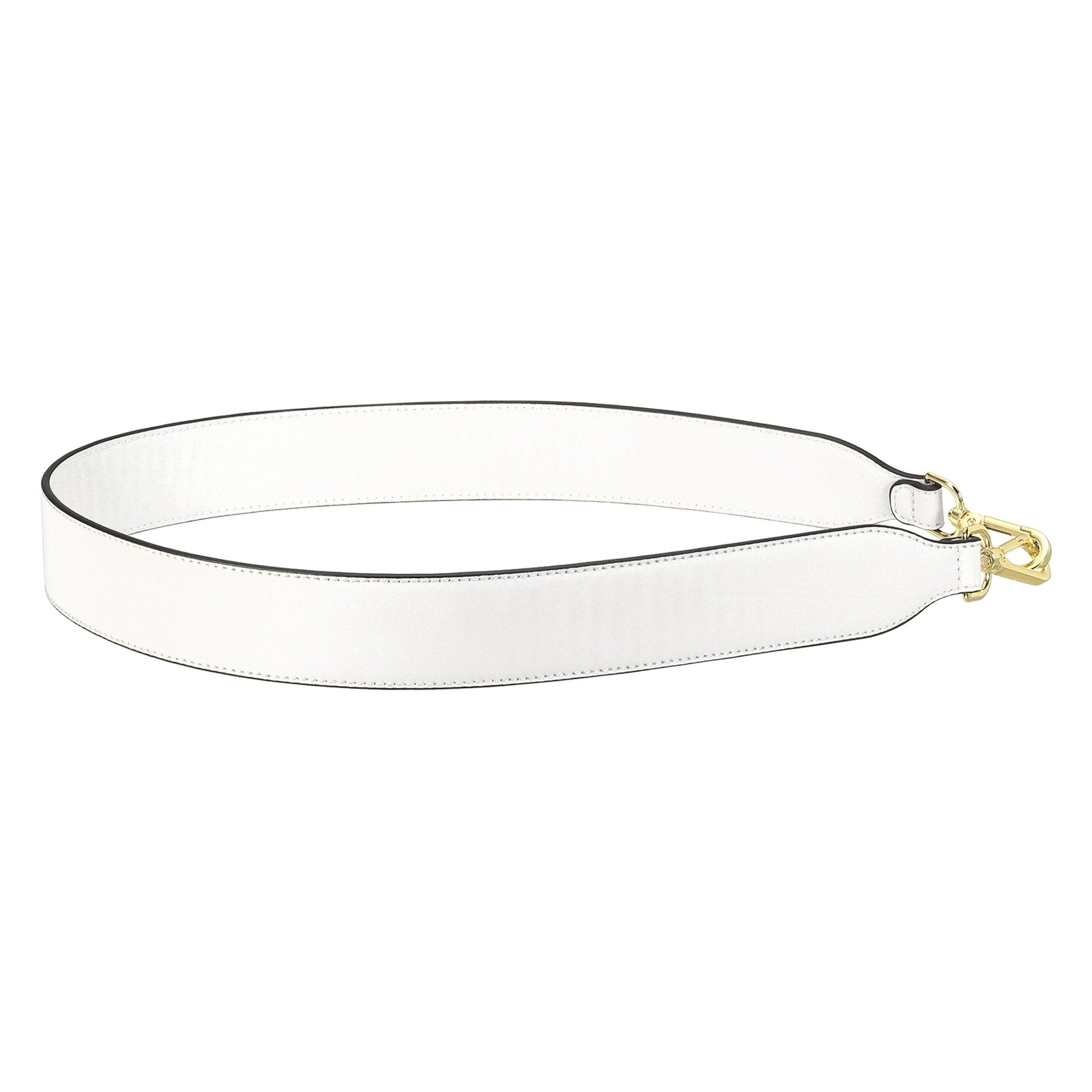 35 Inch Leather Purse Strap, 1.5 Inch with Gold Buckles, Smooth White
