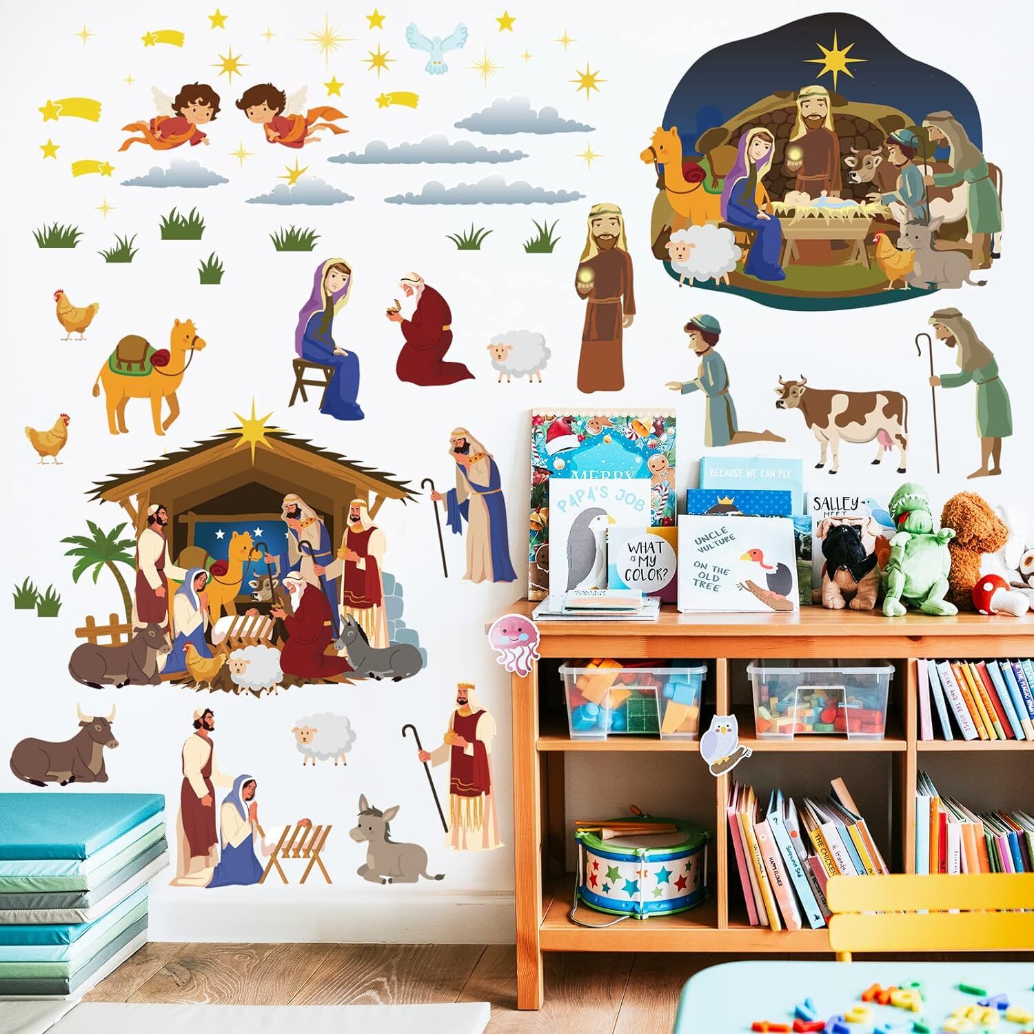 BBTO 65 Pcs Christian Easter Bulletin Board Decorations Set Religious Small