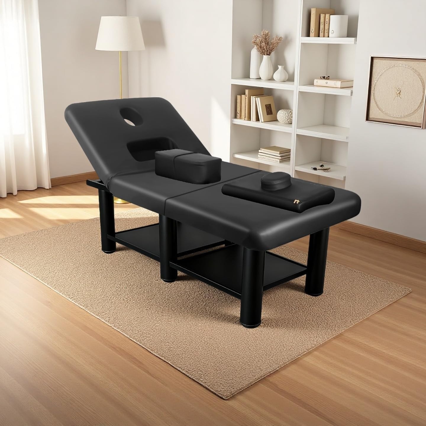 75" Stationary Massage Table Heavy Duty Massage Bed Tatto Spa Bed with Backrest