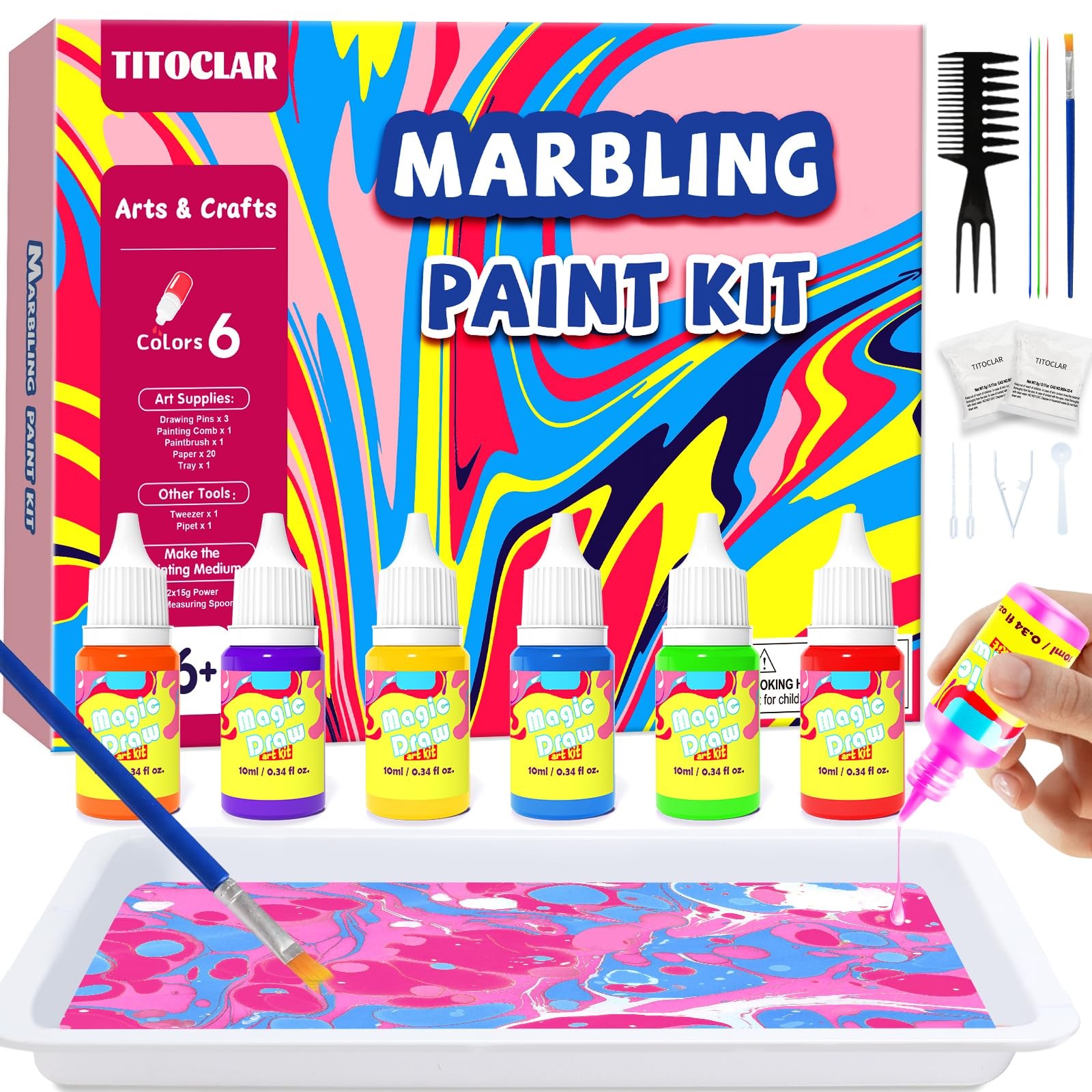 Titoclar Water Marbling Paint for Kids, Easter Basket A5, Yellow