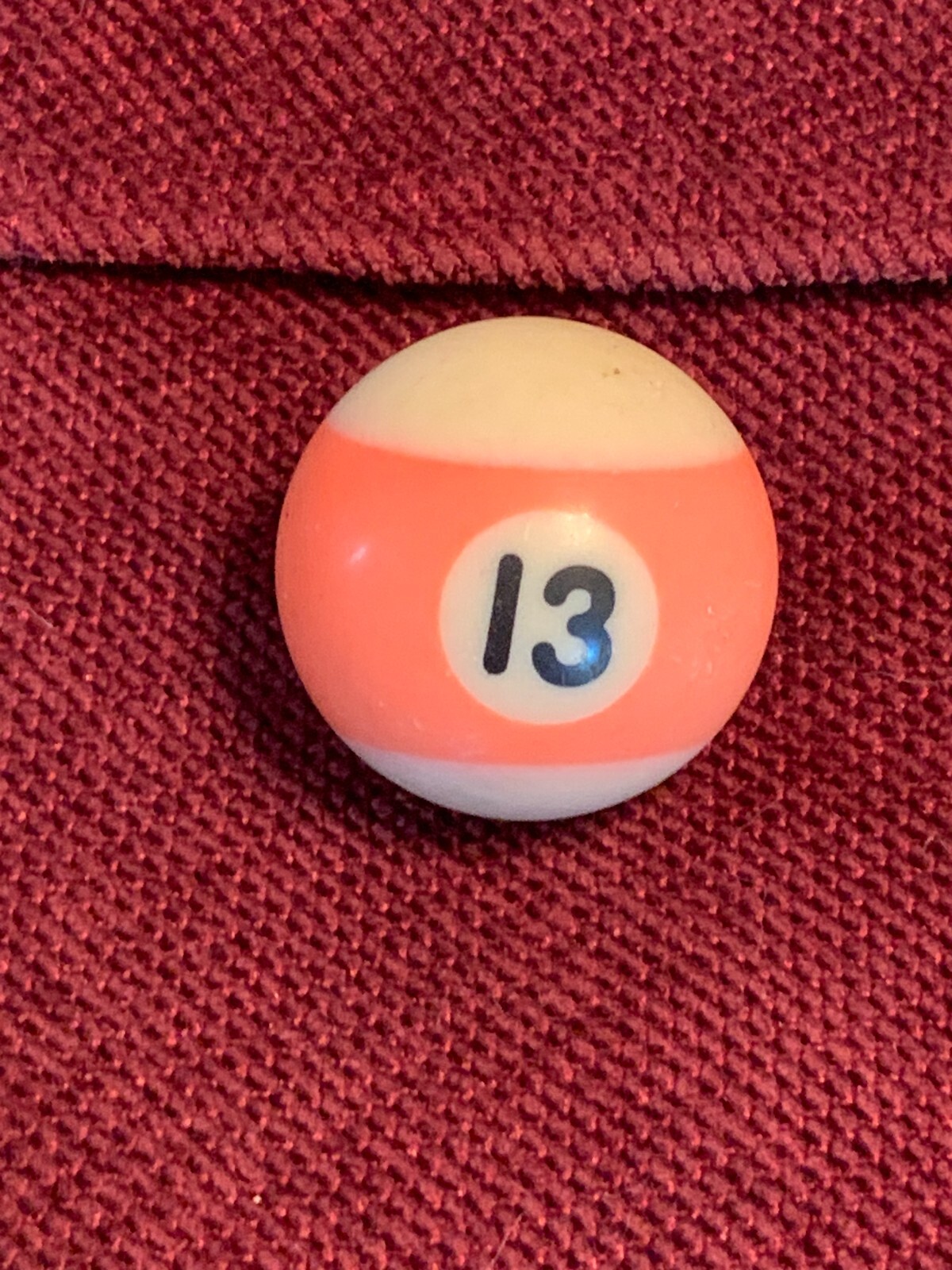 VINTAGE Mini Pool Ball #13 Striped Orange 1.5" Diameter Mini Billiard Replace