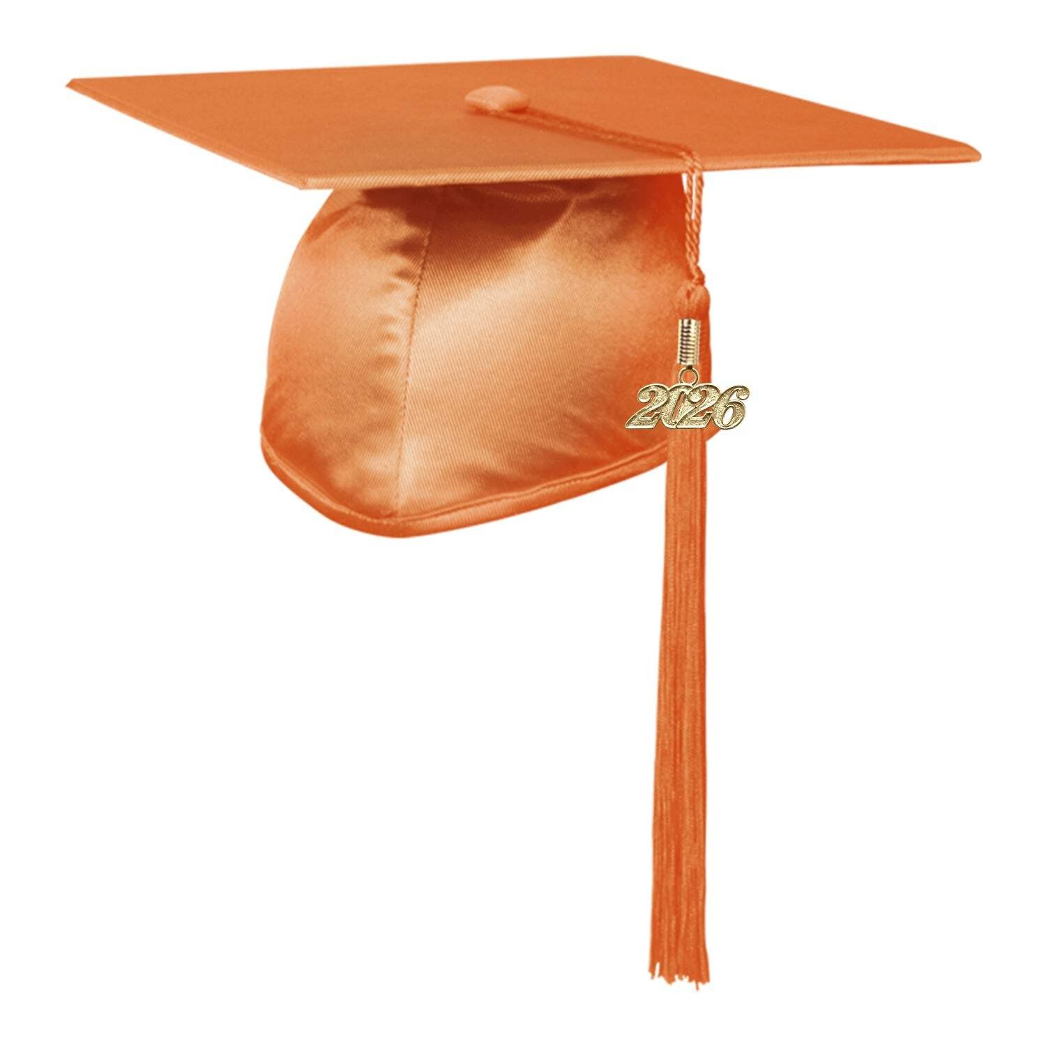 Endea Graduation Shiny Adult Orange Cap & Tassel High School and College