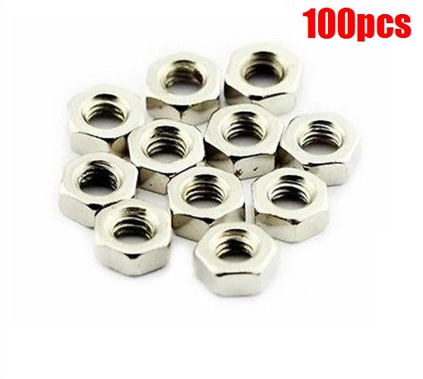 100Pcs Hex Screw Nut M4 Dia 4Mm Stainless Steel Nuts Ic New kv