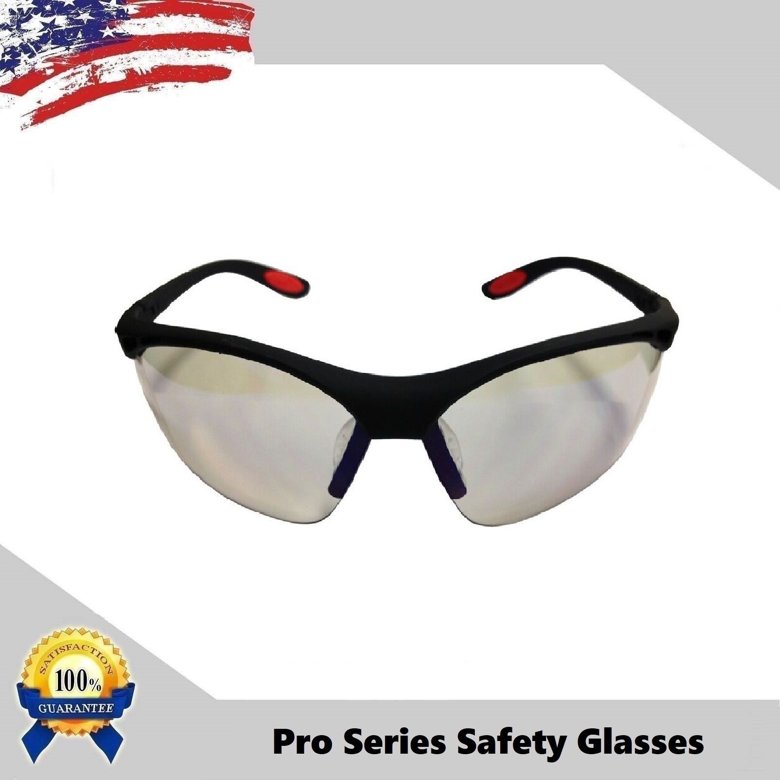 Scratch-Resistant Clear Safety Glasses w/ Blue Mirror Poly-Carbonate Coated Lens