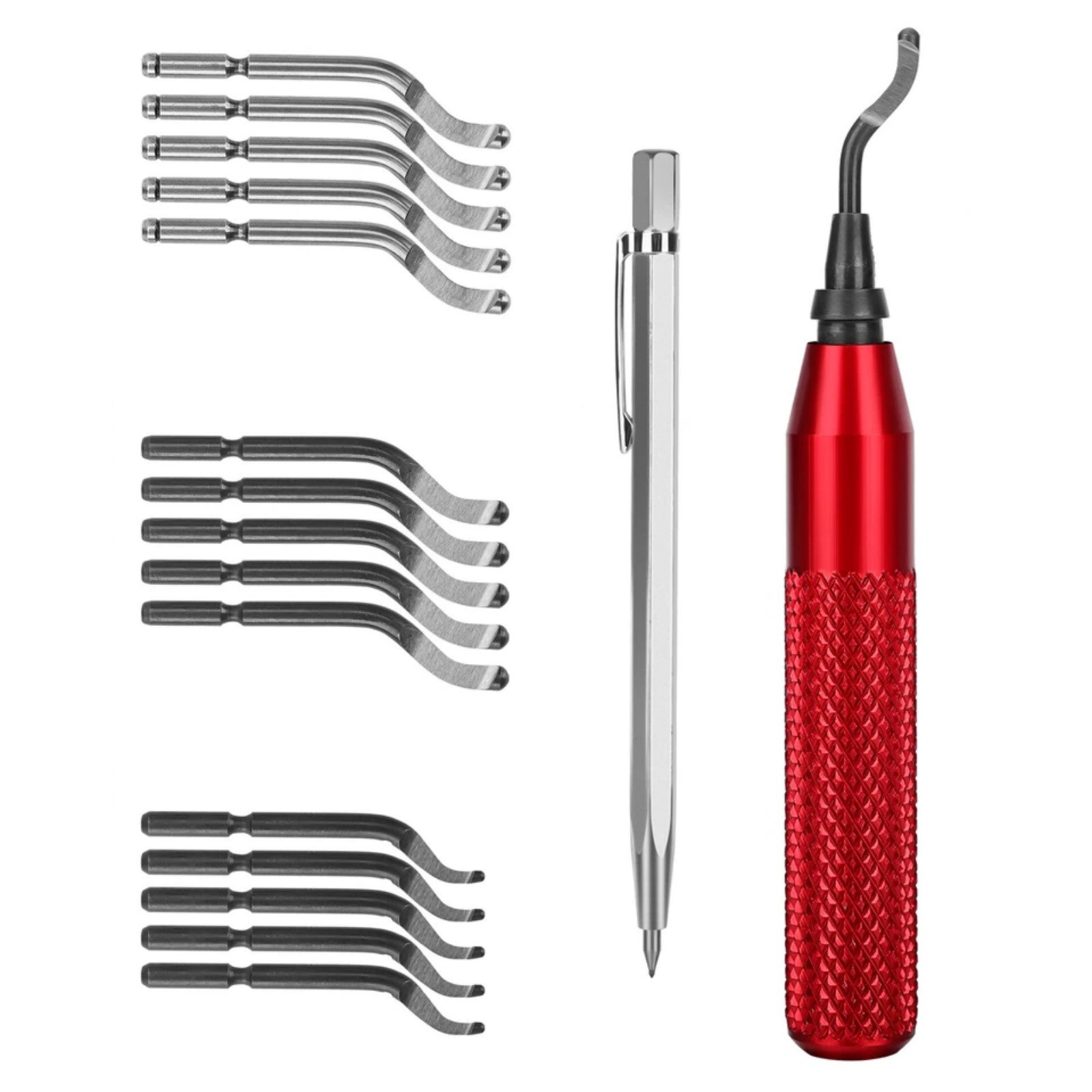 Metal Finishing Deburring Tool Kit with 15 Rotary Blades and Cutter Pen Set