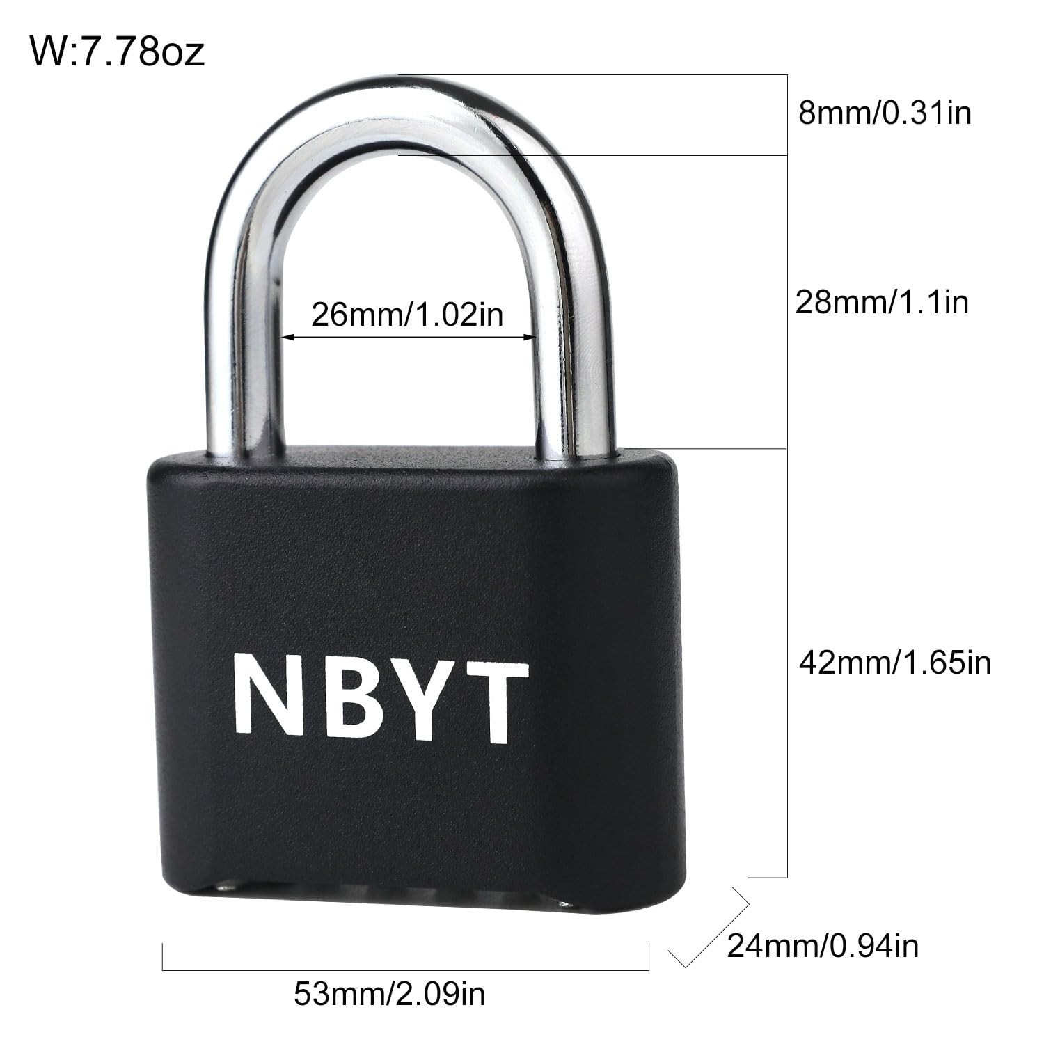 NBYTSecure Your Belongings with NBYT Combination Short Shackle, Black