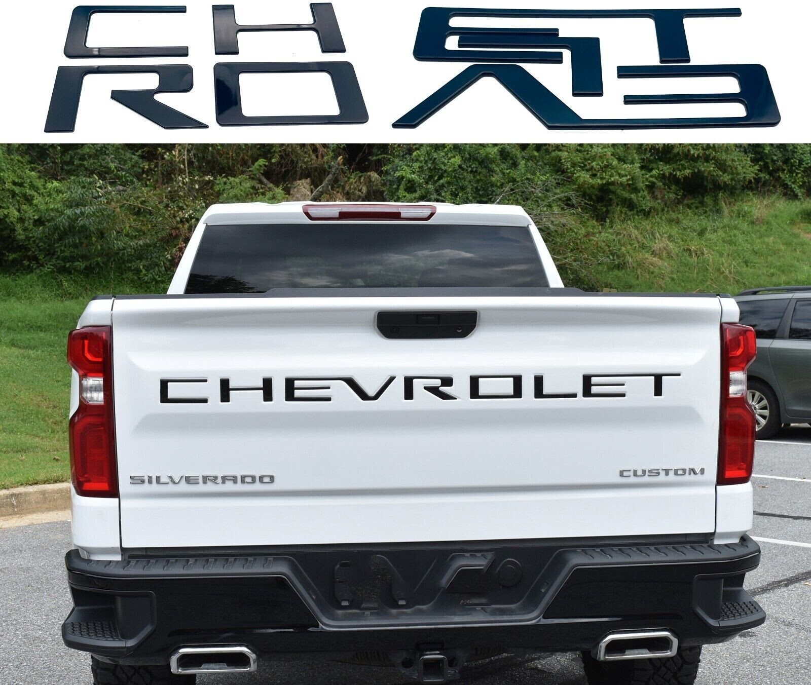 Gloss Black Raised Tailgate Letters Decal for 2019-2024 Chevrolet Silverado