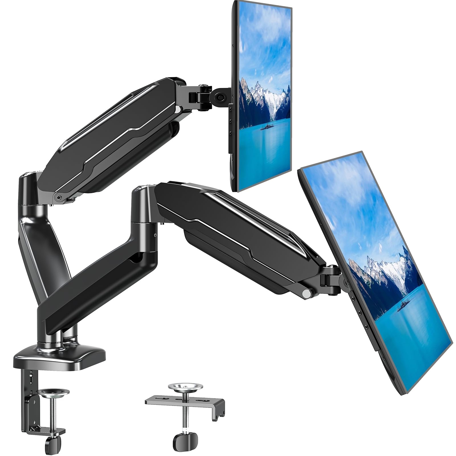 Dual Monitor Mount Fits 13 to 32 Inch Computer Screen, Height Adjustable Moni...