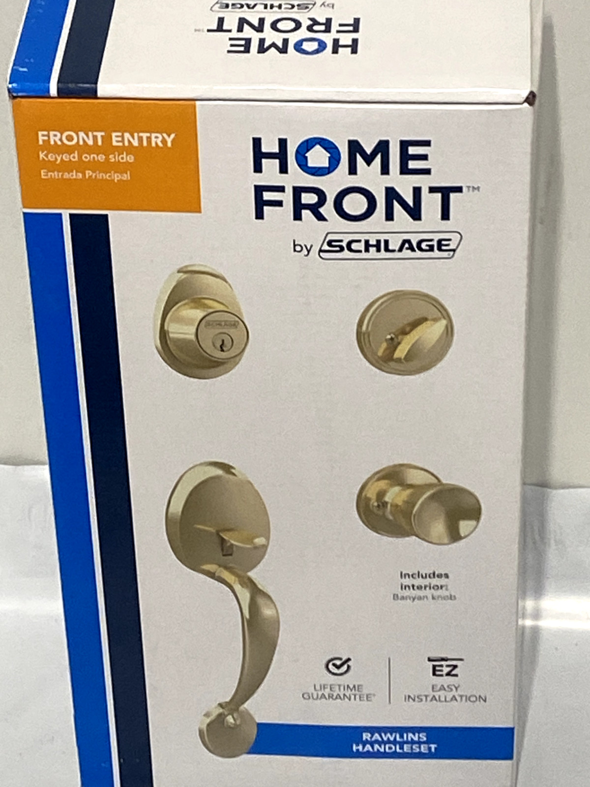 Home Front by Schlage Rawlins-Banyan Bright Brass Single-Cylinder Deadbolt Key