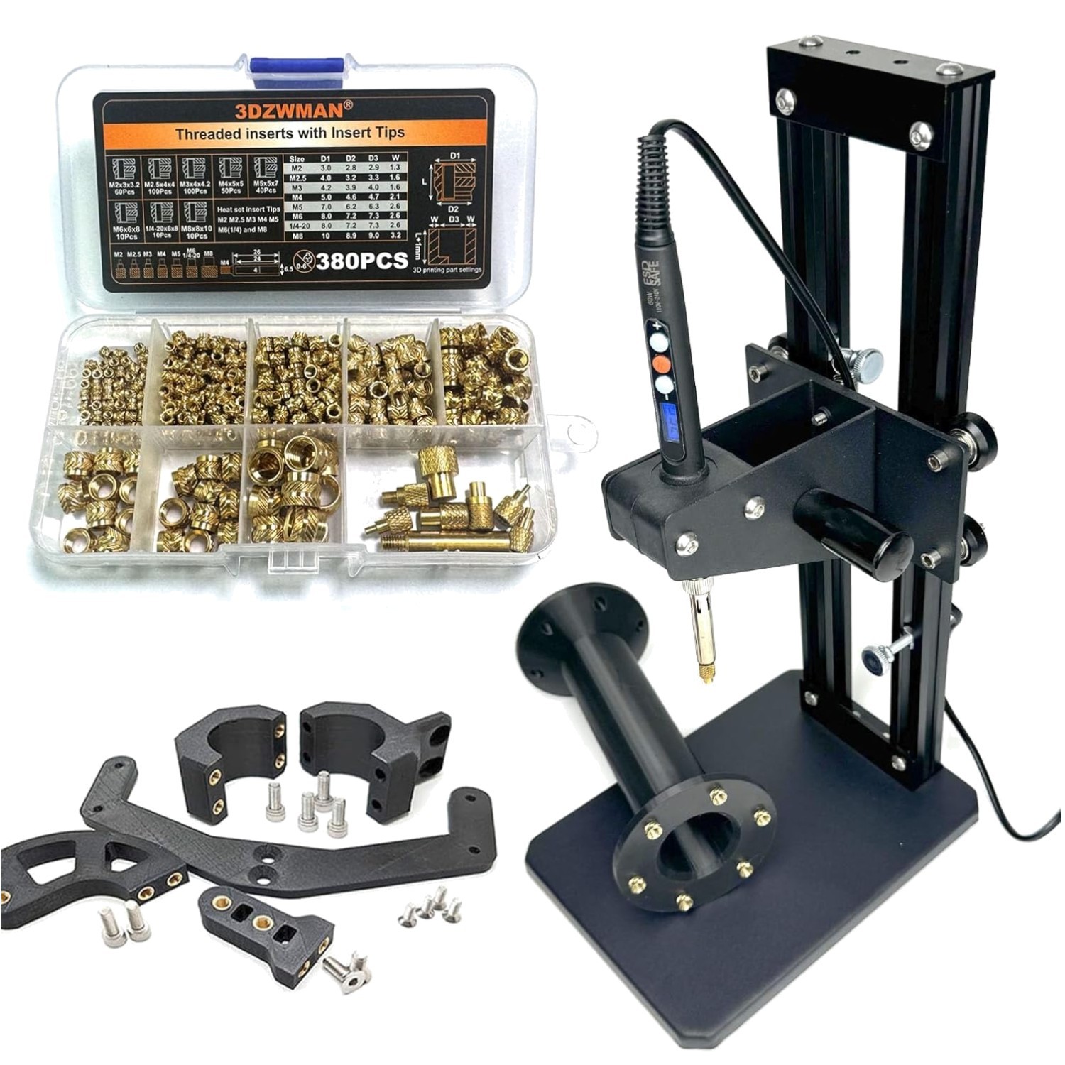 Compact Vertical Heat Press Machine - Fast Heating to 500°C with Inserts M2-M8