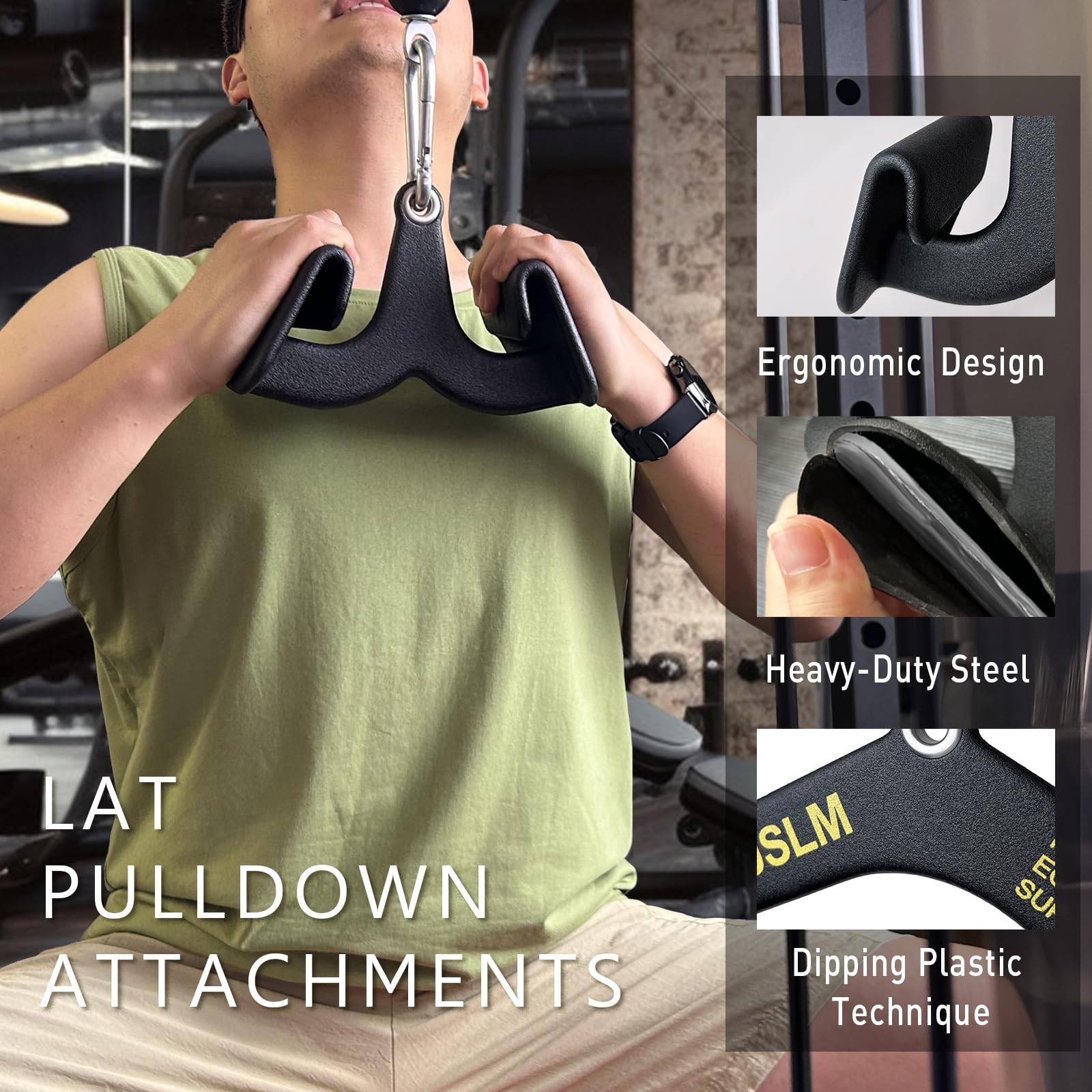 BLUSLM Lat Pull Down Bar T bar Row Attachment, V Bar Tricep Lat Pulldown Atta...