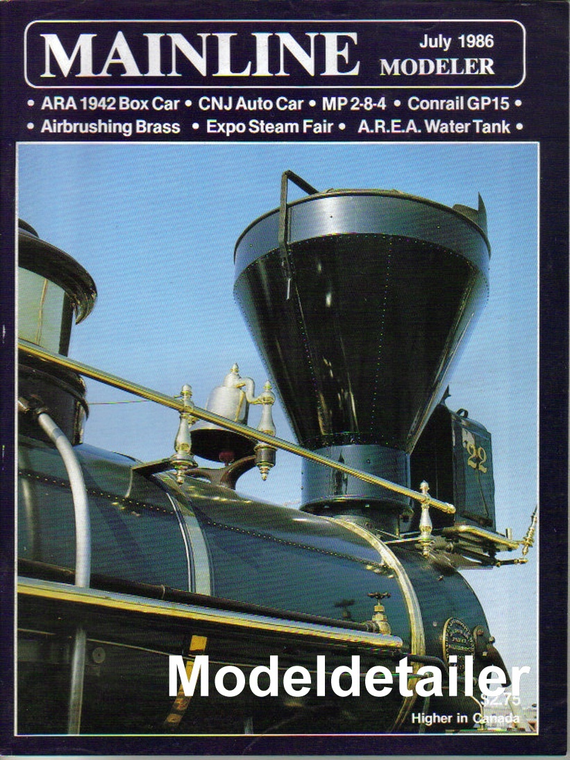 Mainline Modeler July 86 CNJ Auto Car MP Conrail AREA Water Tank Wabash CP B&M
