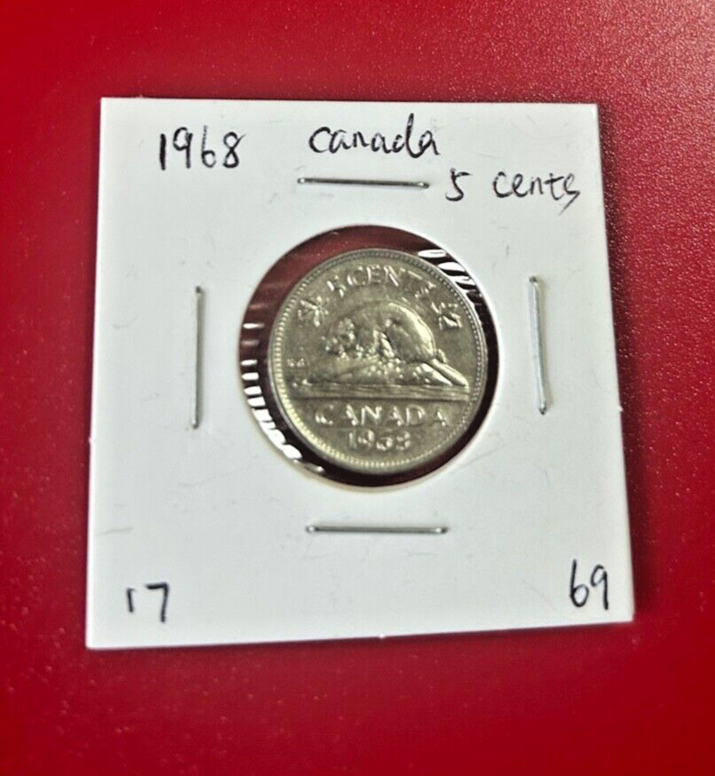 1968 CANADA 5 CENTS COIN - NICE WORLD COIN !!!