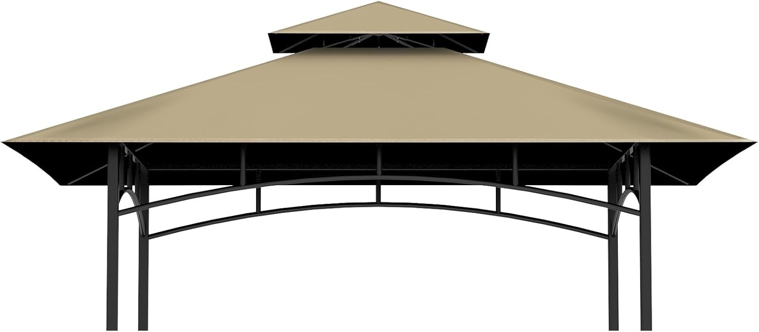 Grill Gazebo Replacement Top, 5 * 8 Outdoor BBQ Top Cover, Double Layer Khaki