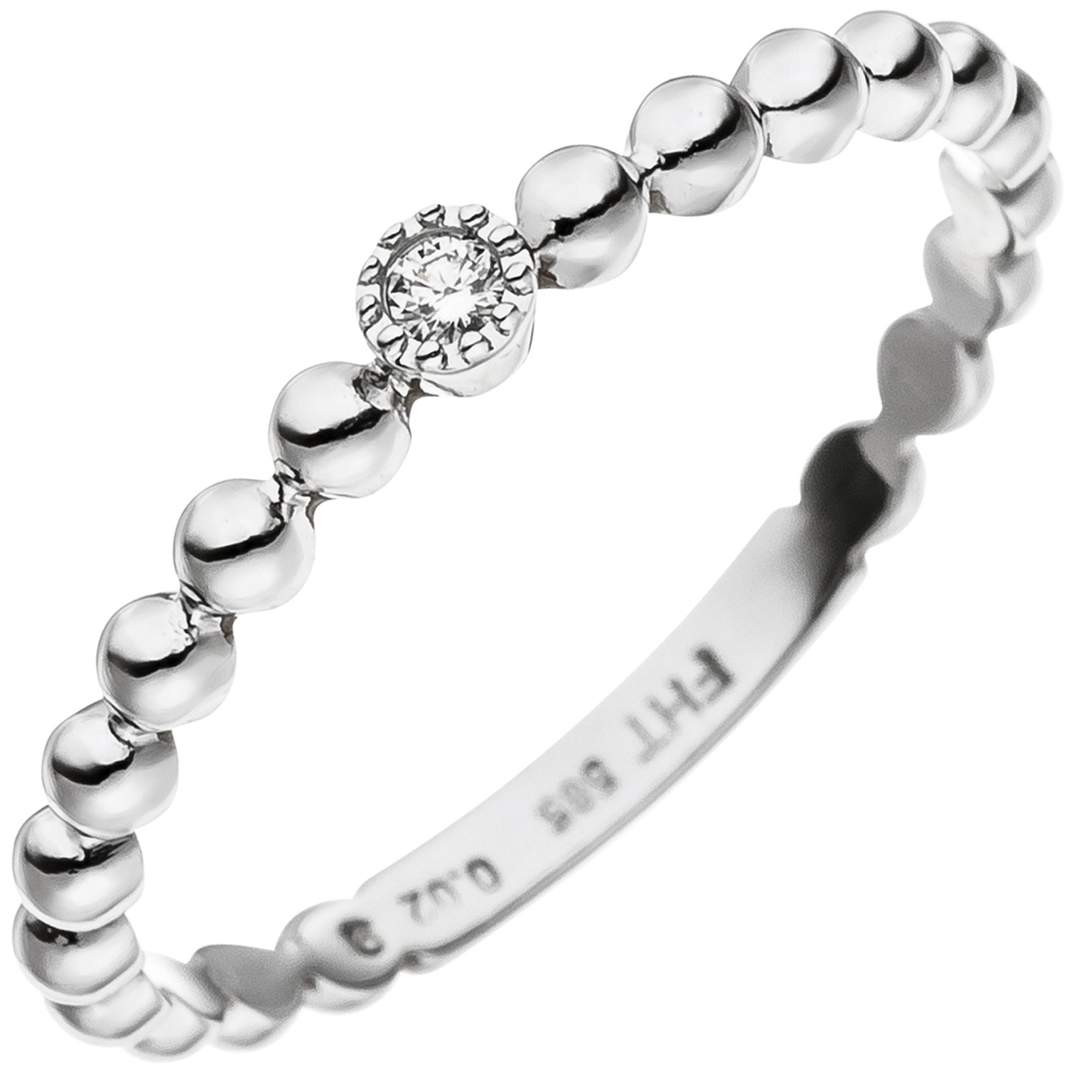 Jobo ladies' ring ball 585 gold White gold 1 diamond brilliant White gold ring ball ring