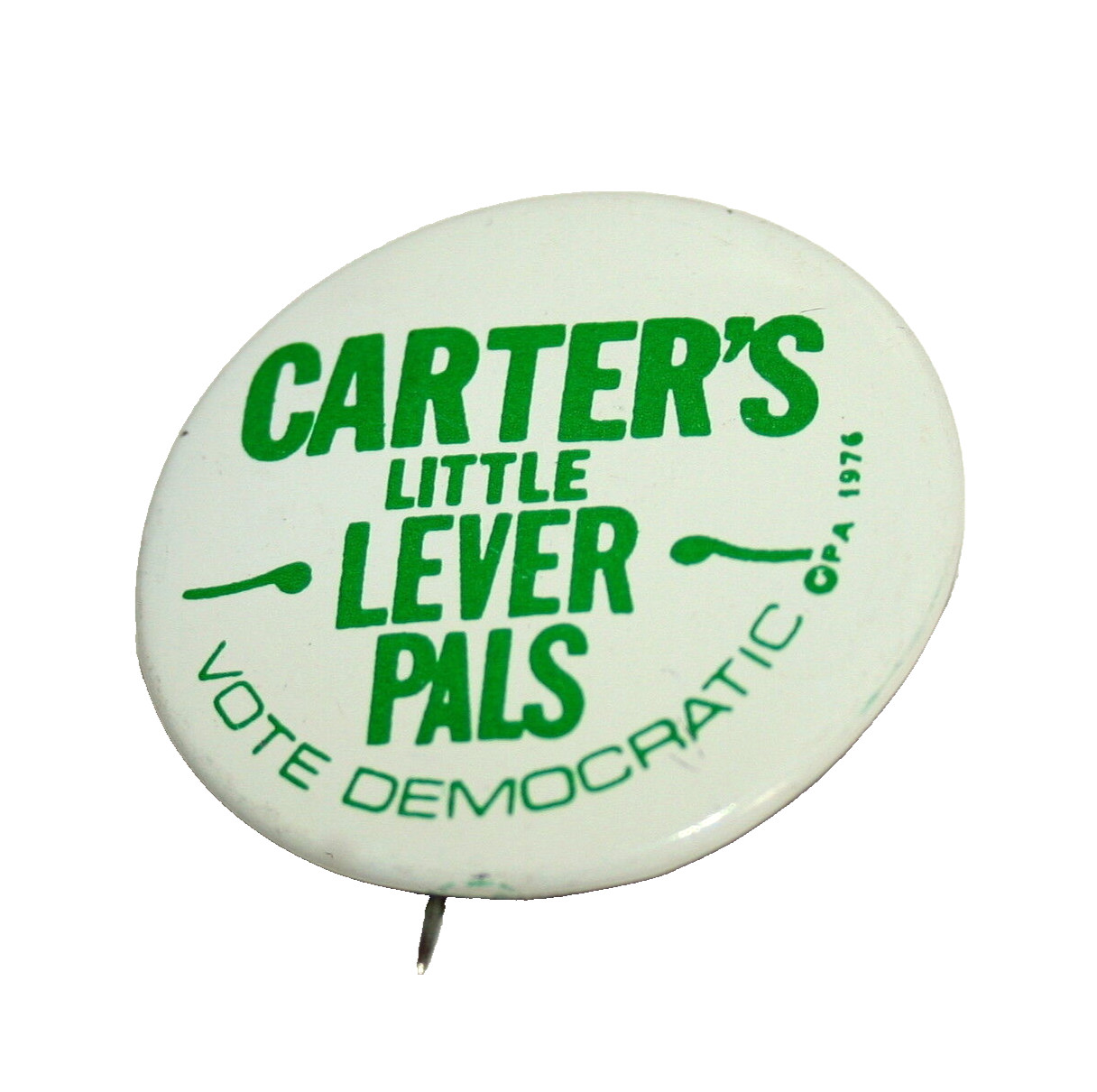 Carter Lever Pals Presidential Campaign Vote Democratic Button Pin NOS New 1976