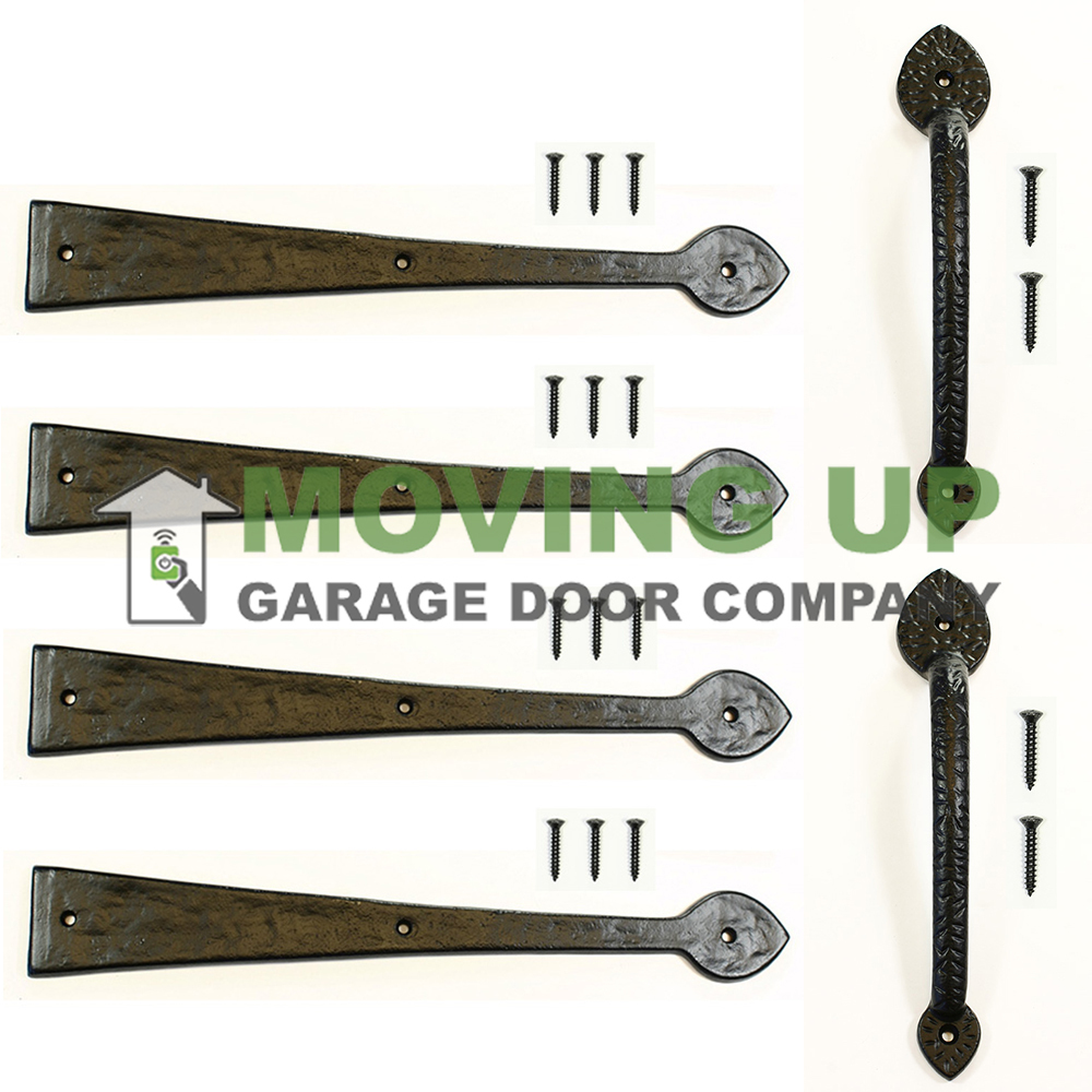 Garage Door Decorative Spear Kit 16" Hinges + Handles Cast Iron + Hardware