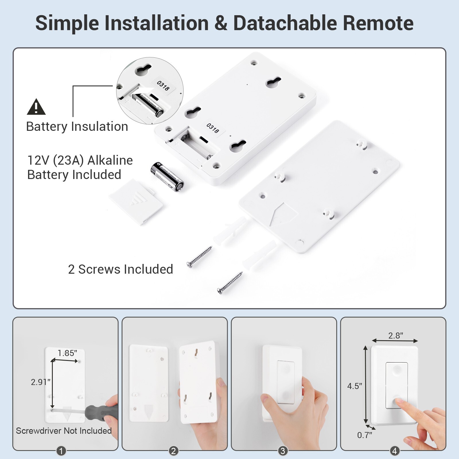 DEWENWILS Wireless Wall Light Switch Kit, No Wiring,3 Pack Switch+1 Receiver