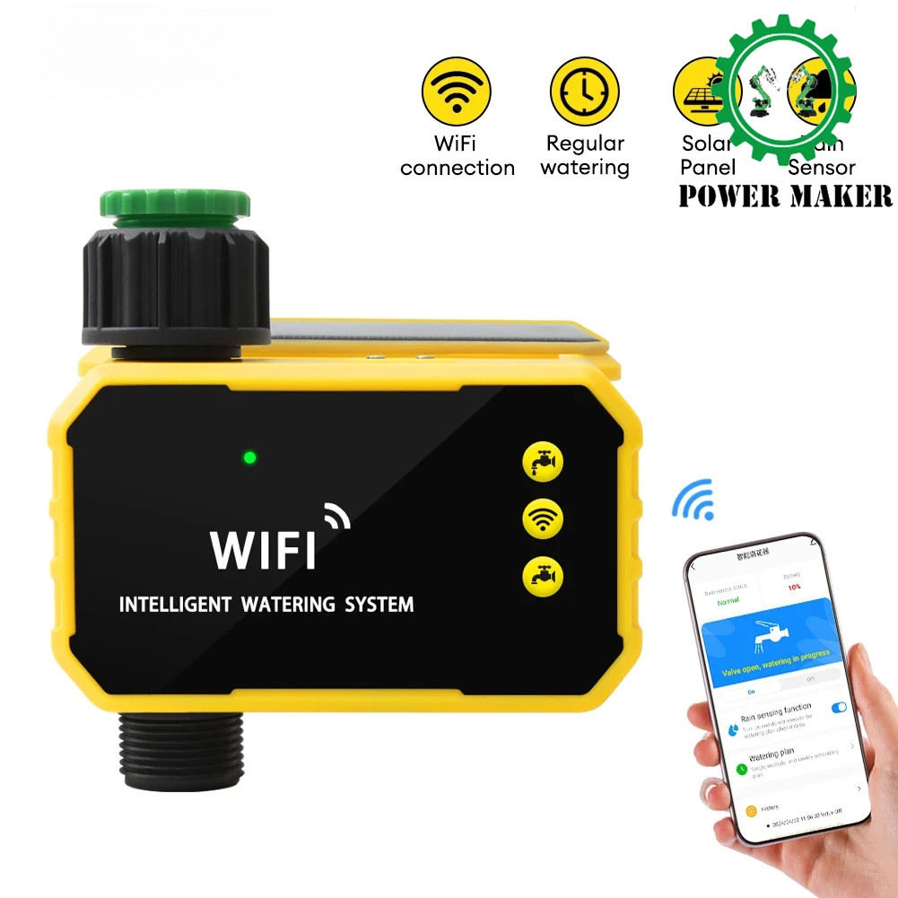 WIFI Smart Valve Controller Solar Automatic Water Irrigation Sprinkler Timer New