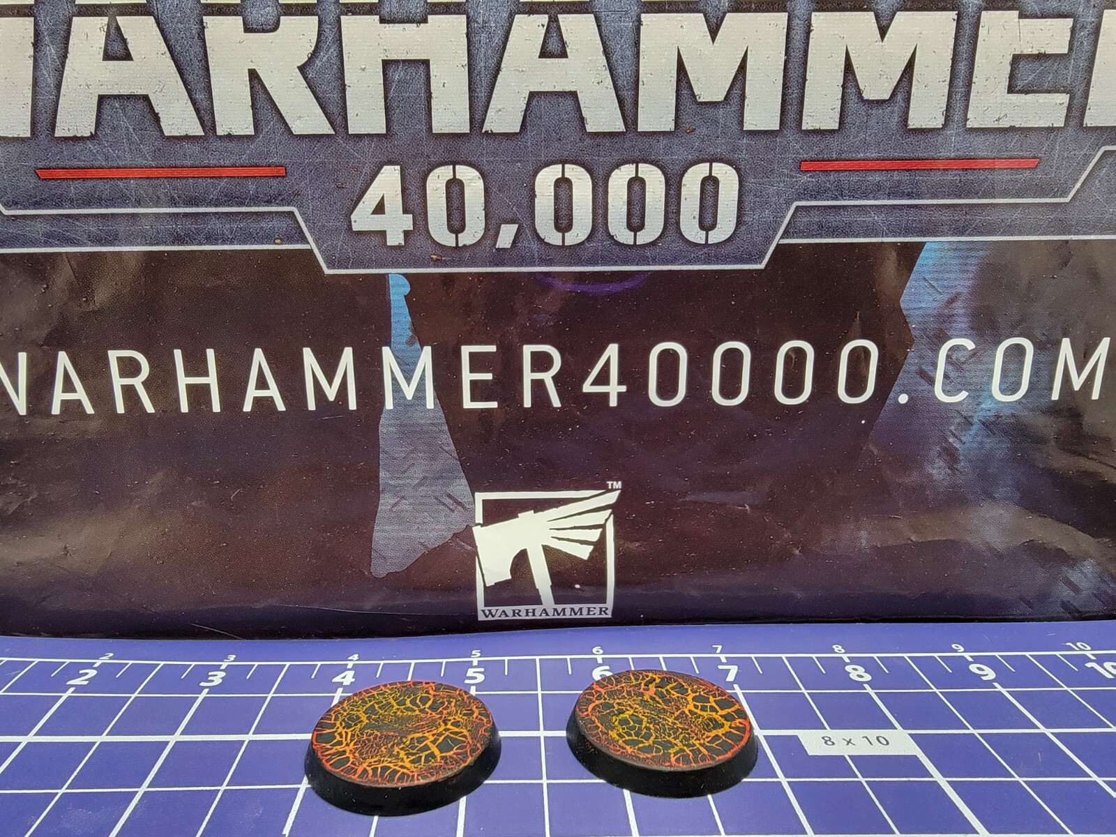 Custom Pro Painted Lava Bases x2 25mm / 32mm Wargames Warhammer 40 Made to Order