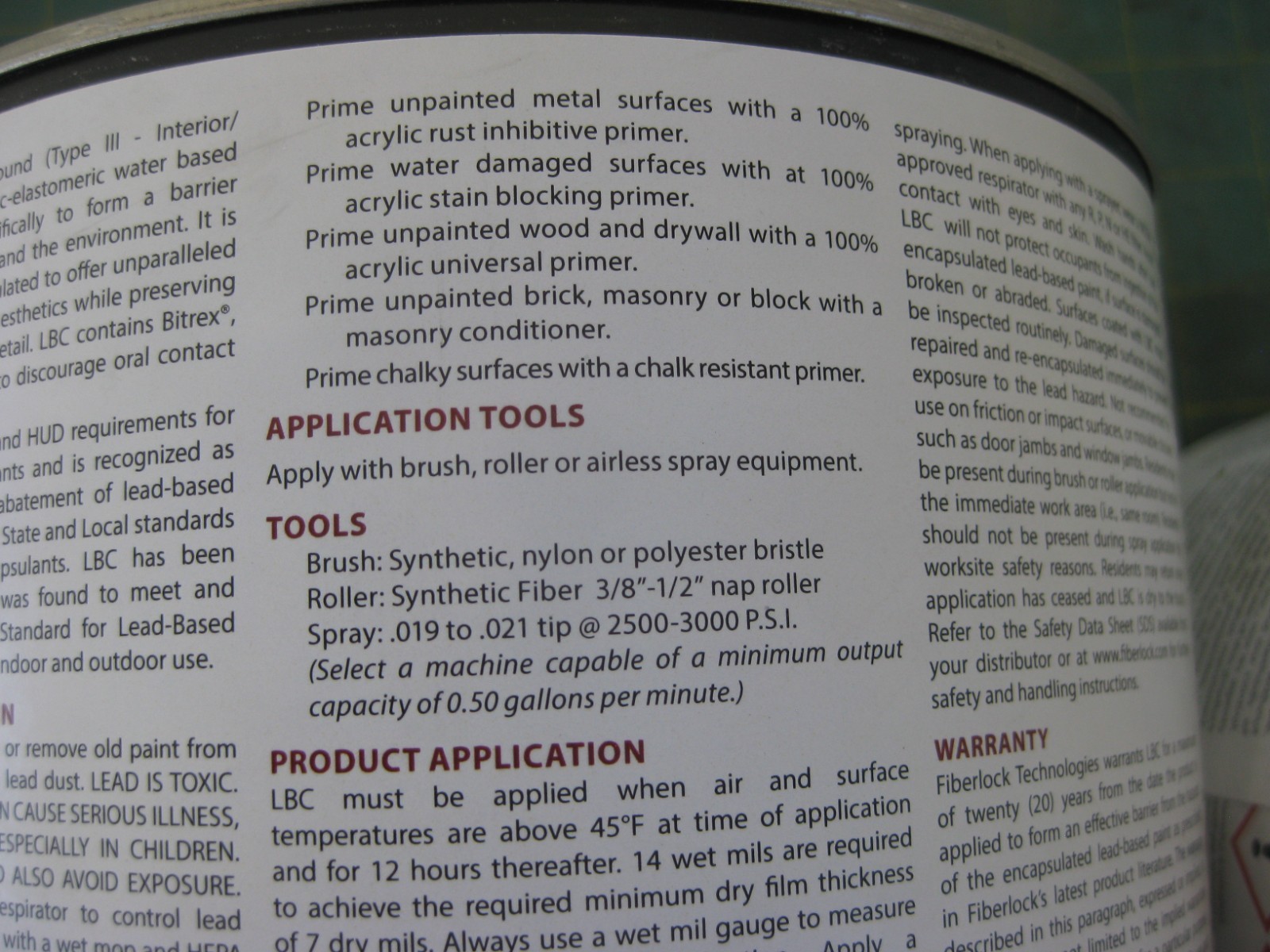 Fiberlock Lead Barrier Compound, Two Gallons, Lead Abatement Product.