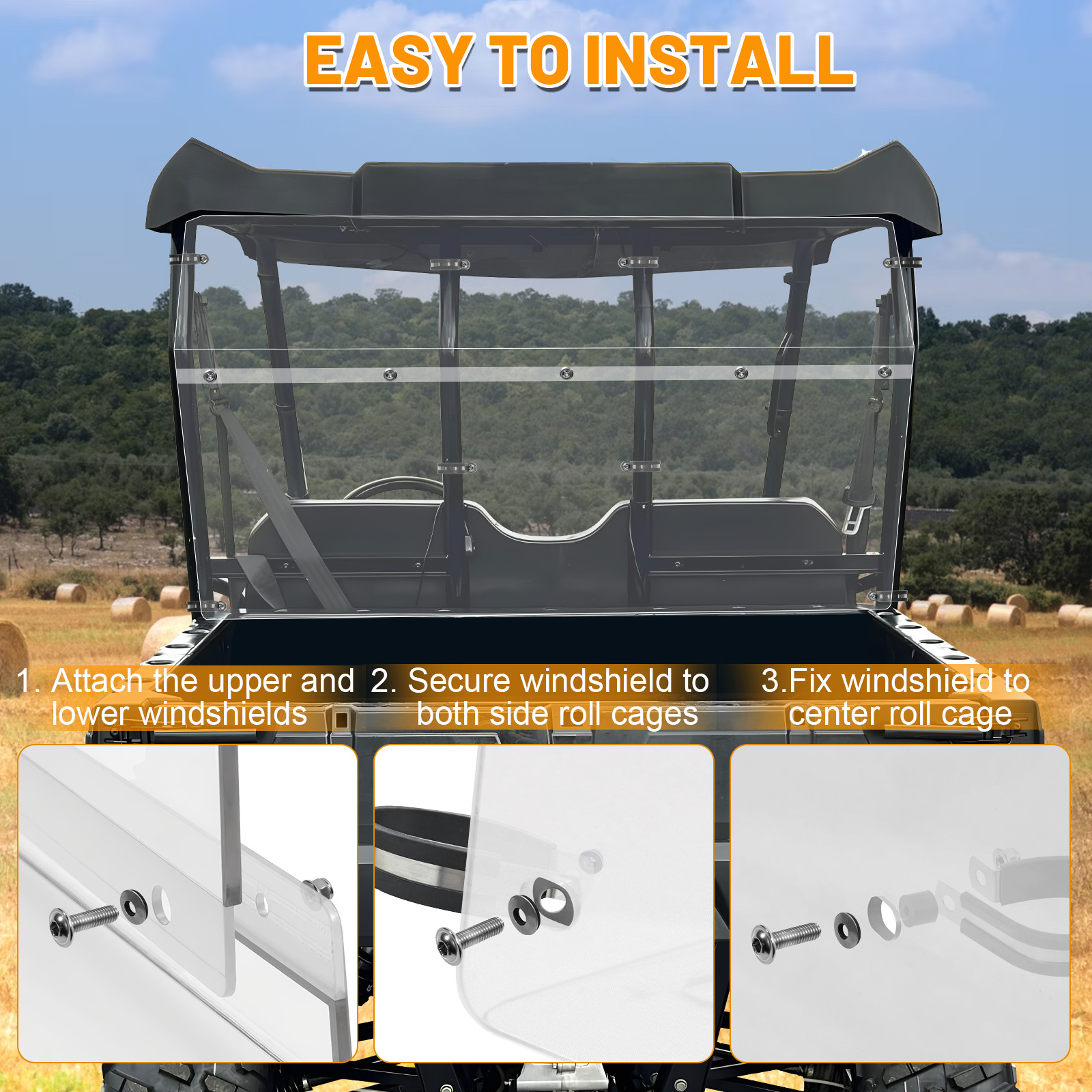 For Polaris Ranger Mid-Size (All model) 2010-2014 Rear Windshield PC Back Window