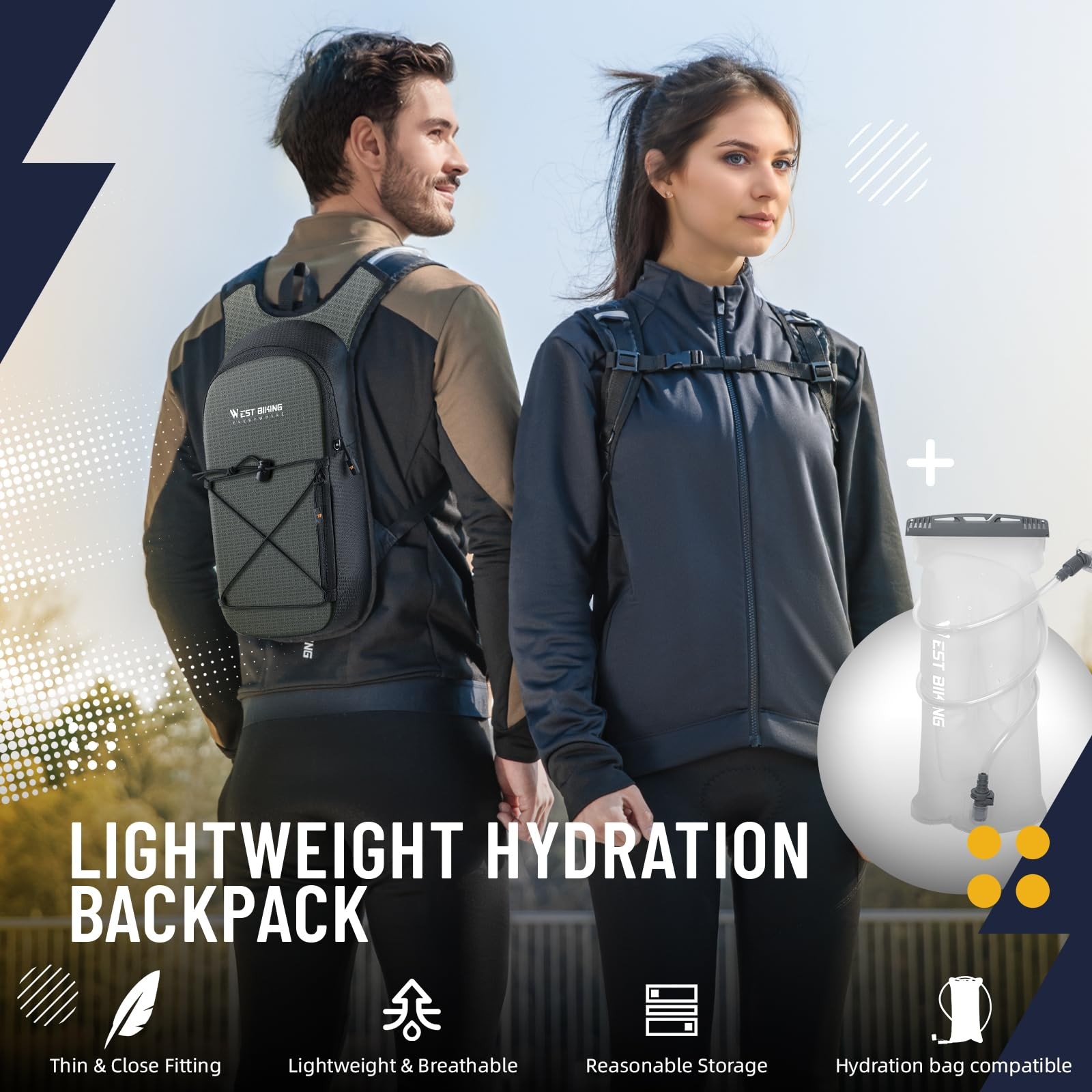 Lightweight Hydration Backpack with 2L Bladder for Hiking, Cycling, Camping