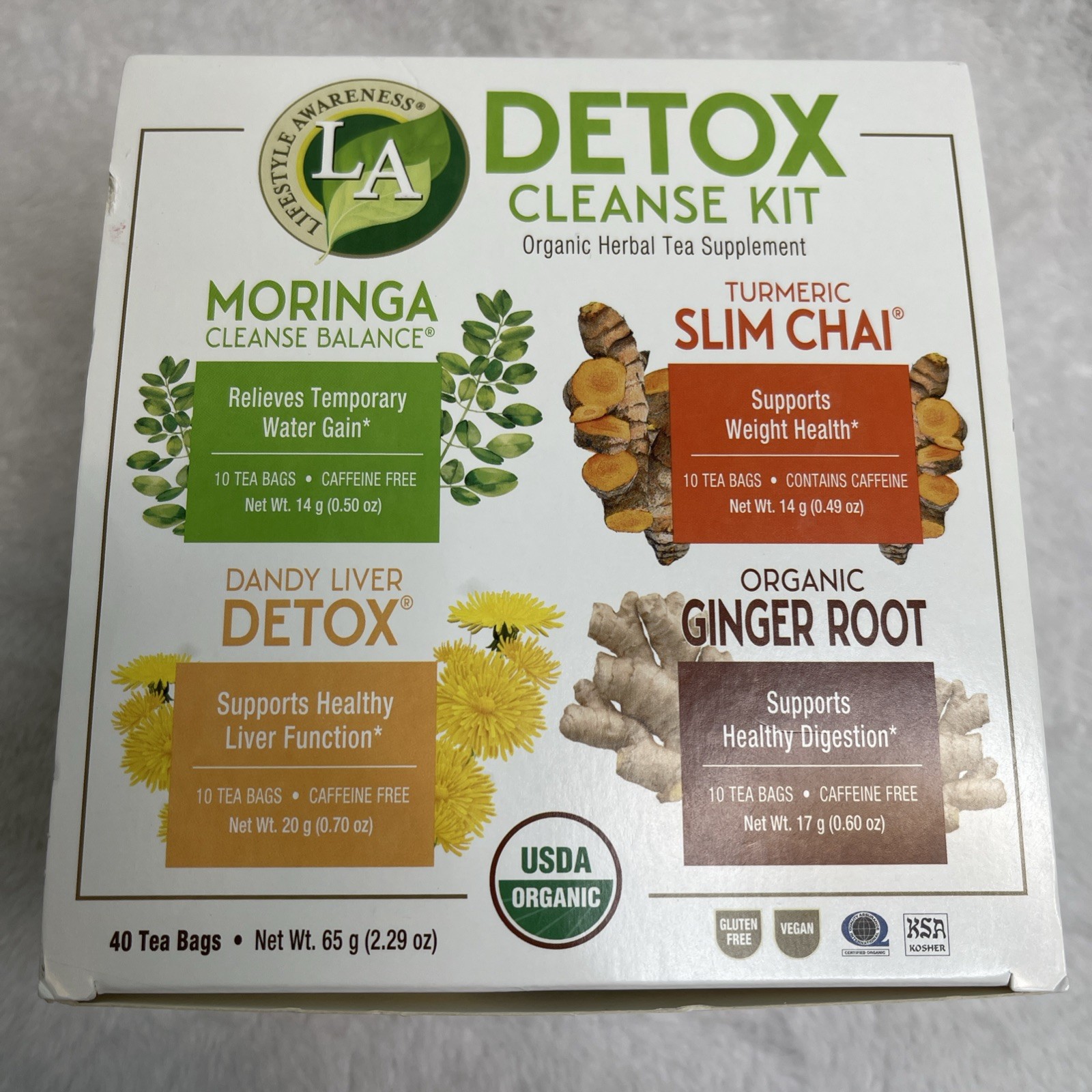 Lifestyle Awareness Detox Cleanse Kit Organic Herbal Tea Supplement 40 Tea Bags