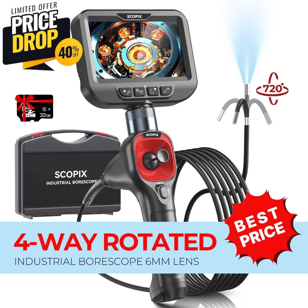 A++ 4-Way 720° Articulating Borescope Industrial Endoscope Inspection Camera