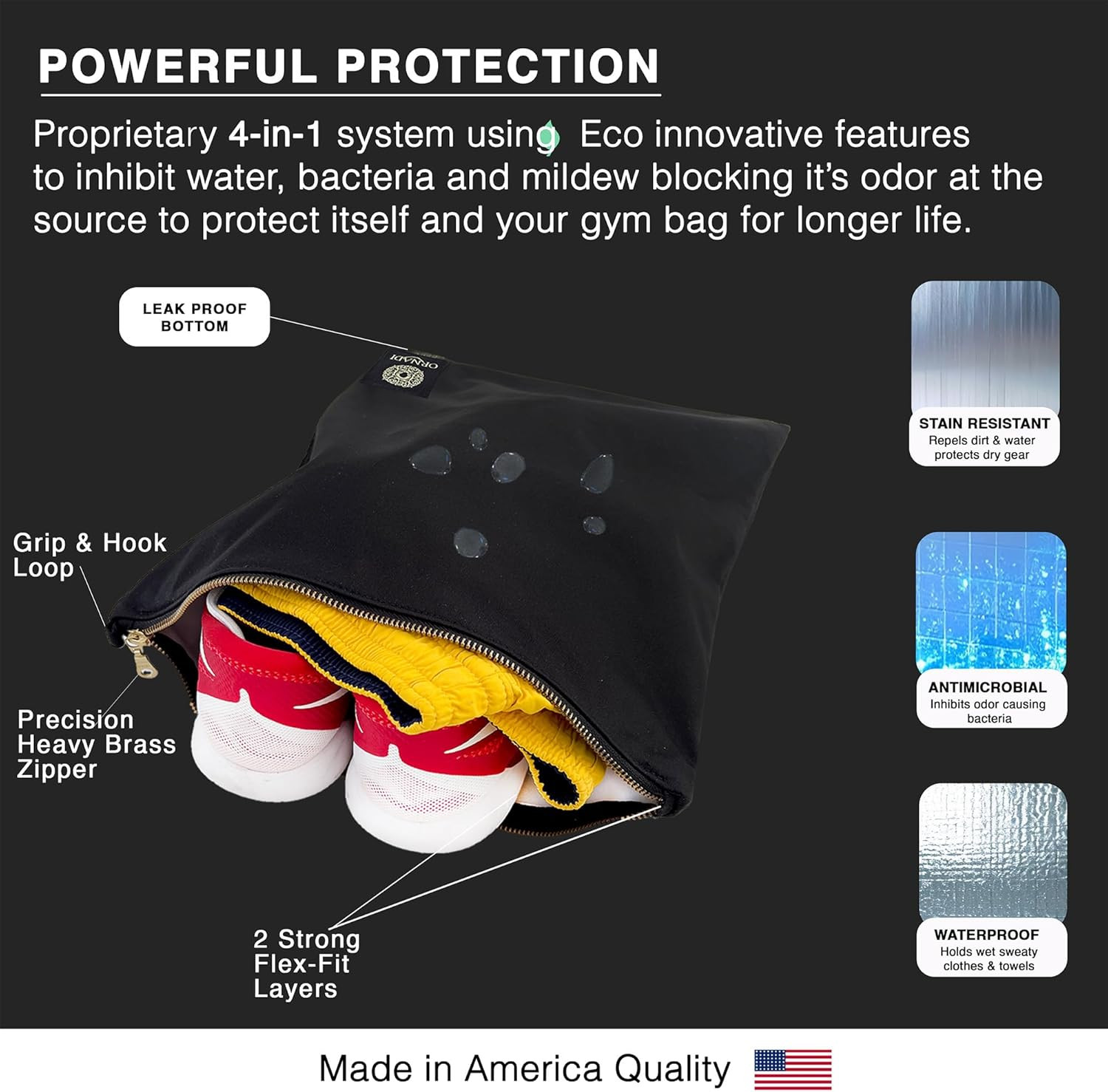 Wet Gym Clothes Bag Waterproof Antimicrobial Sack Inhibits Bacteria & Odor from