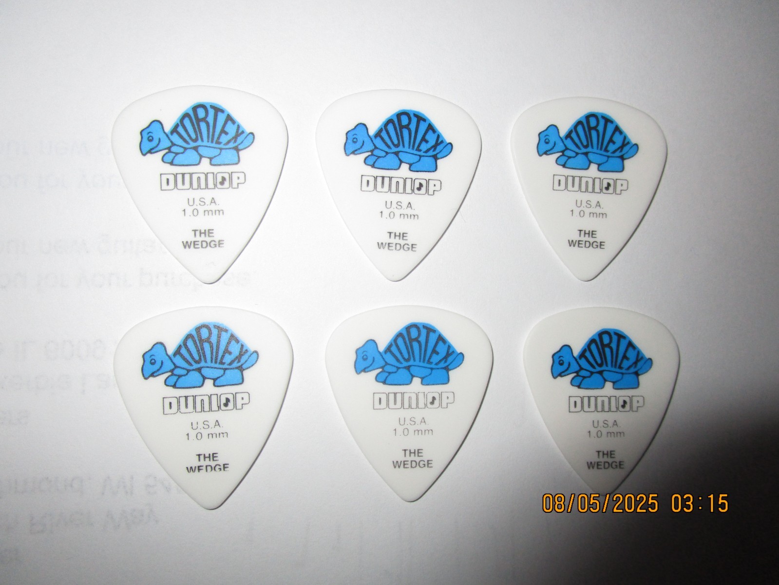 6 Pack Dunlop Tortex Wedge Guitar Picks 1.0mm #613