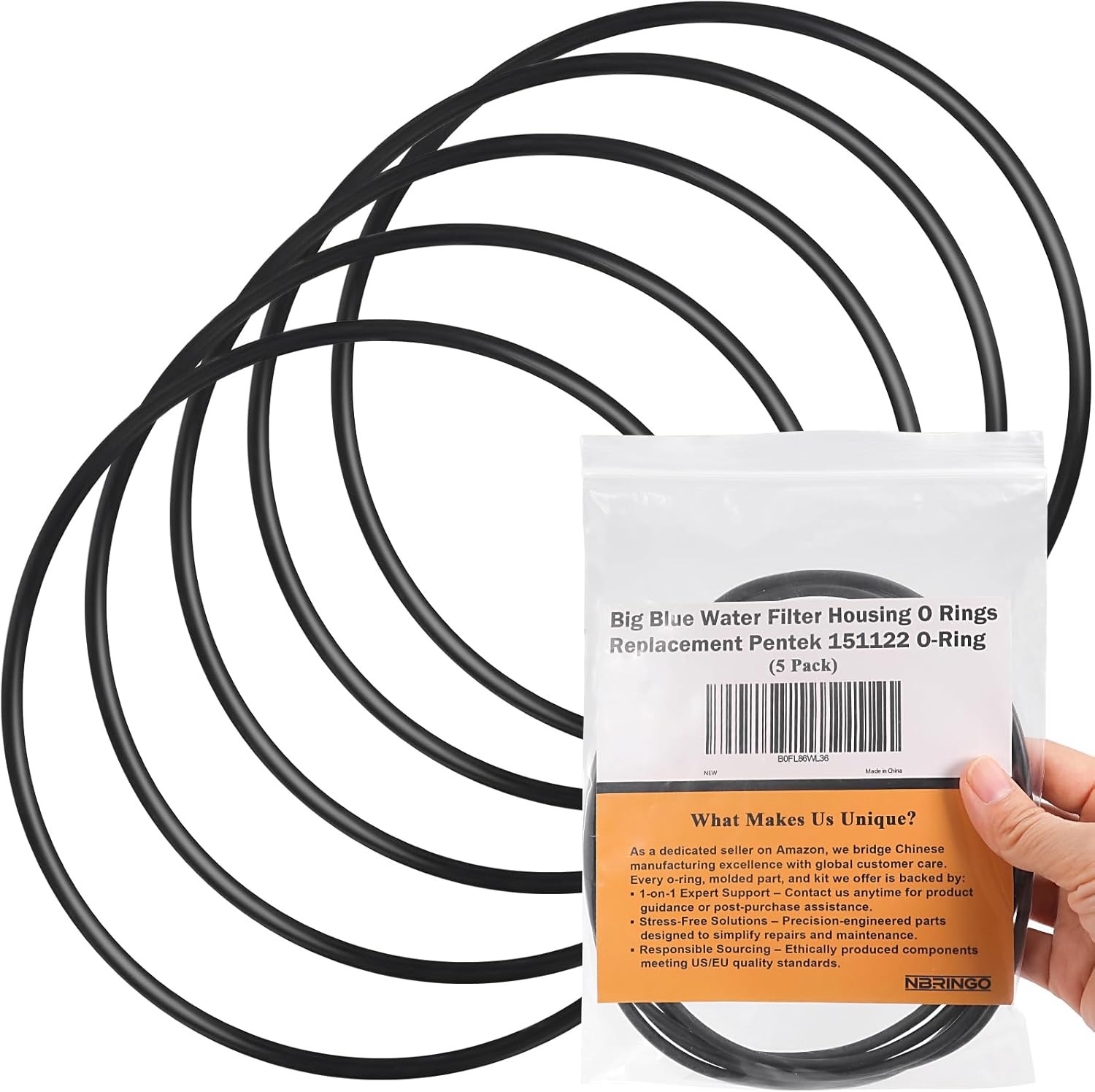 5-Pack Big Blue Water Filter Housing O Ring - Replacement Pentek 151122 O-Rings