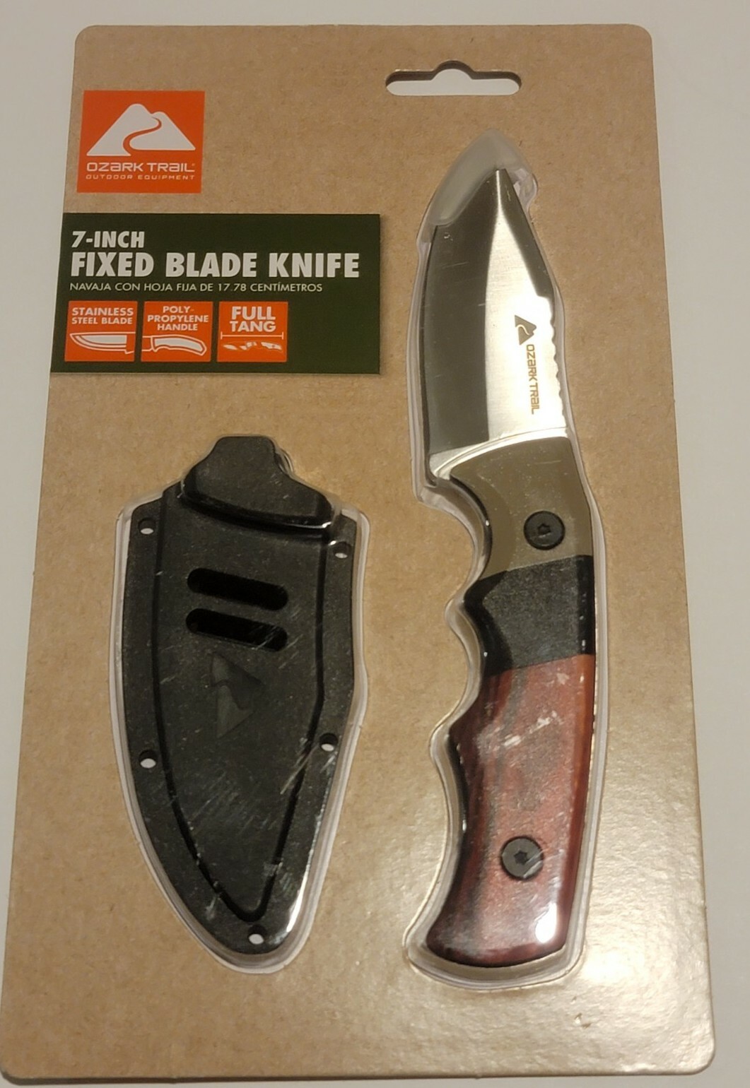 Ozark Trail Fixed Blade Knife Sheath Included New SEALED 7 inch belt clip