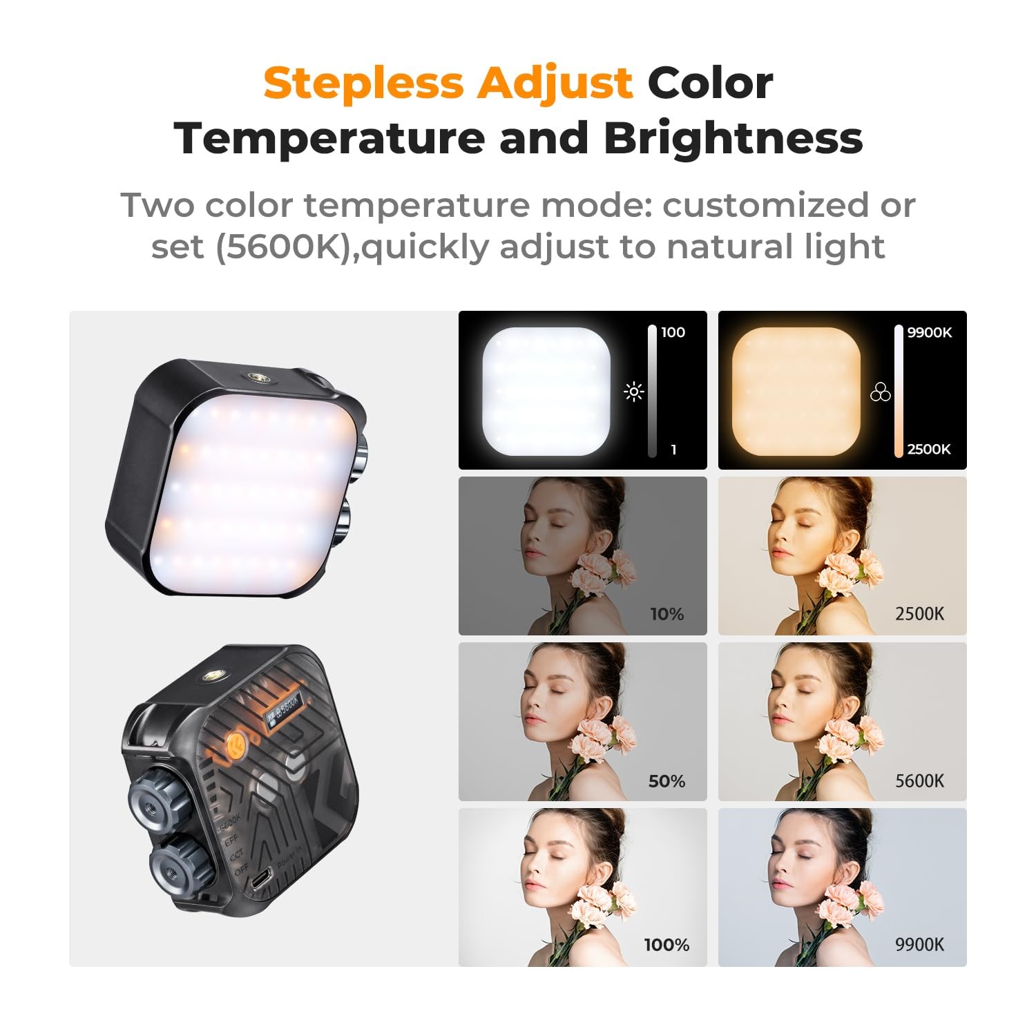 Bi-Color LED Video Light 2000mAh Rechargeable Portable Camera Photography Light