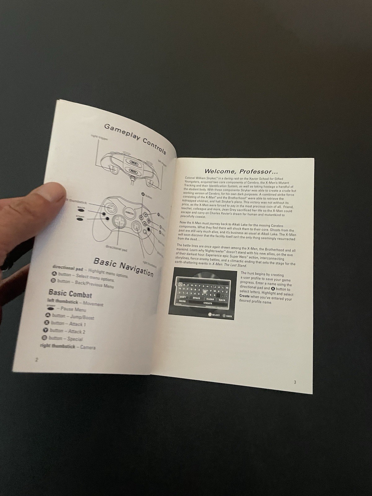 X-men X the official game xbox Manual only