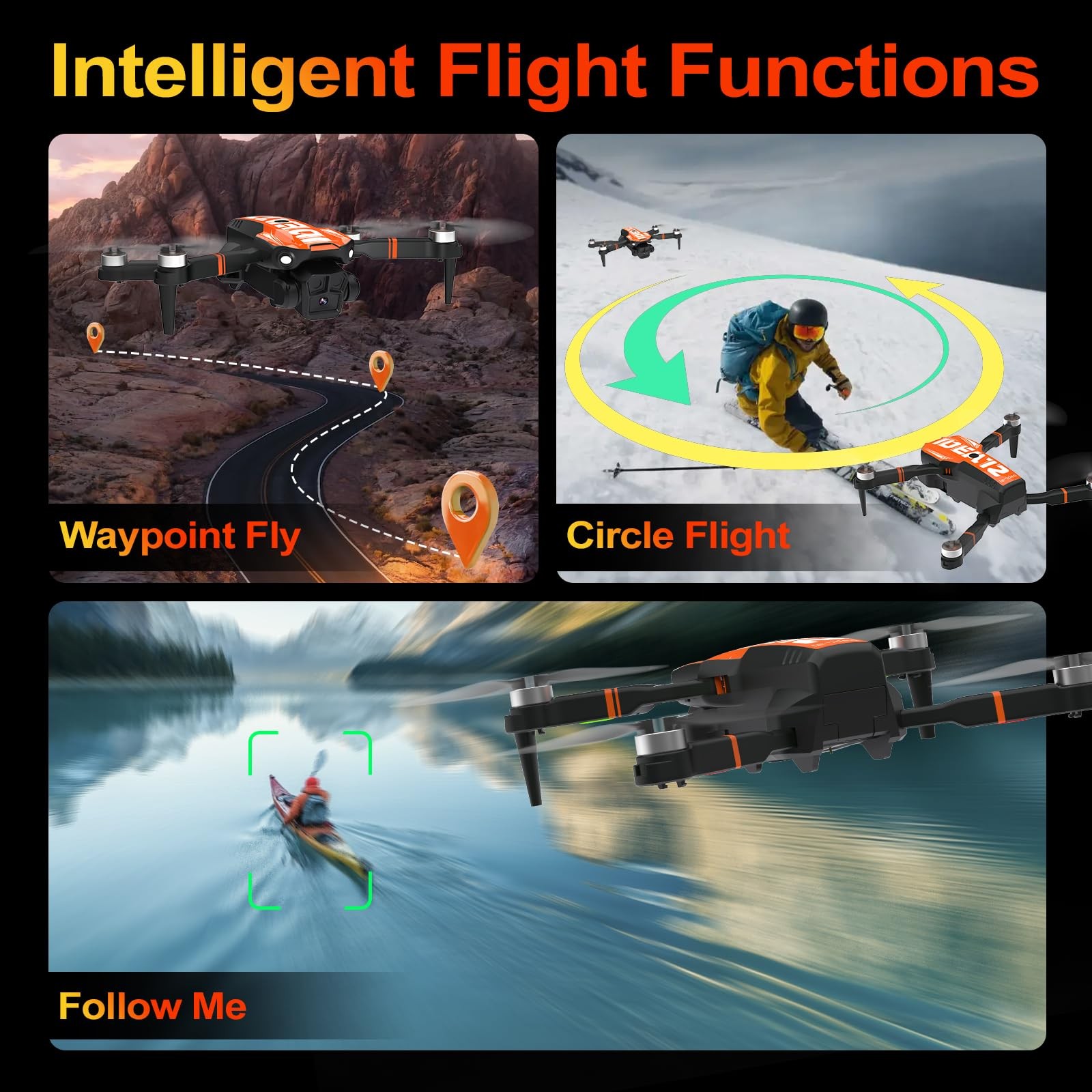 LE-IDEA GPS Drone with Camera for Adults, IDEA12GPS Orange